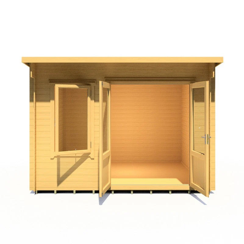 Shire Edgefield 10' 9" x 9' 9" Pent Log Cabin - Premium 19mm Cladding Log Clad - Image 3