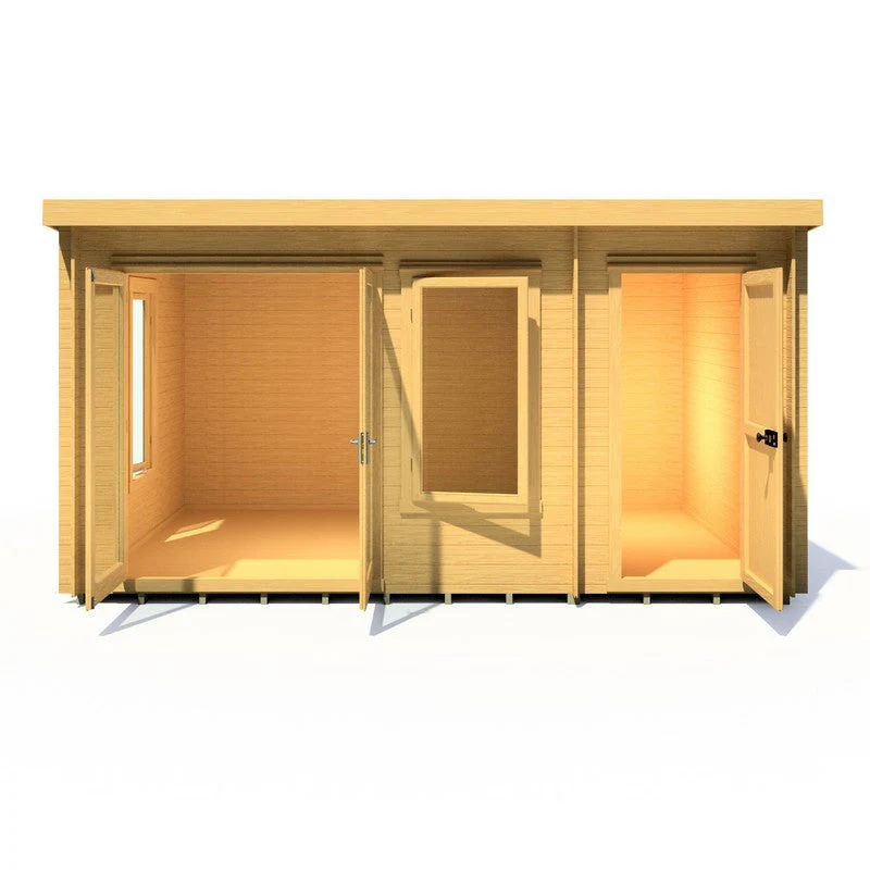 Shire Elm 10' 4" x 13' 11" Pent Log Cabin - Premium 19mm Cladding Log Clad - Image 3