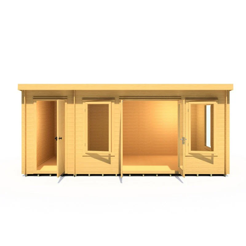 Shire Elm 10' 7" x 17' 2" Pent Log Cabin - Premium 19mm Cladding Log Clad - Image 2