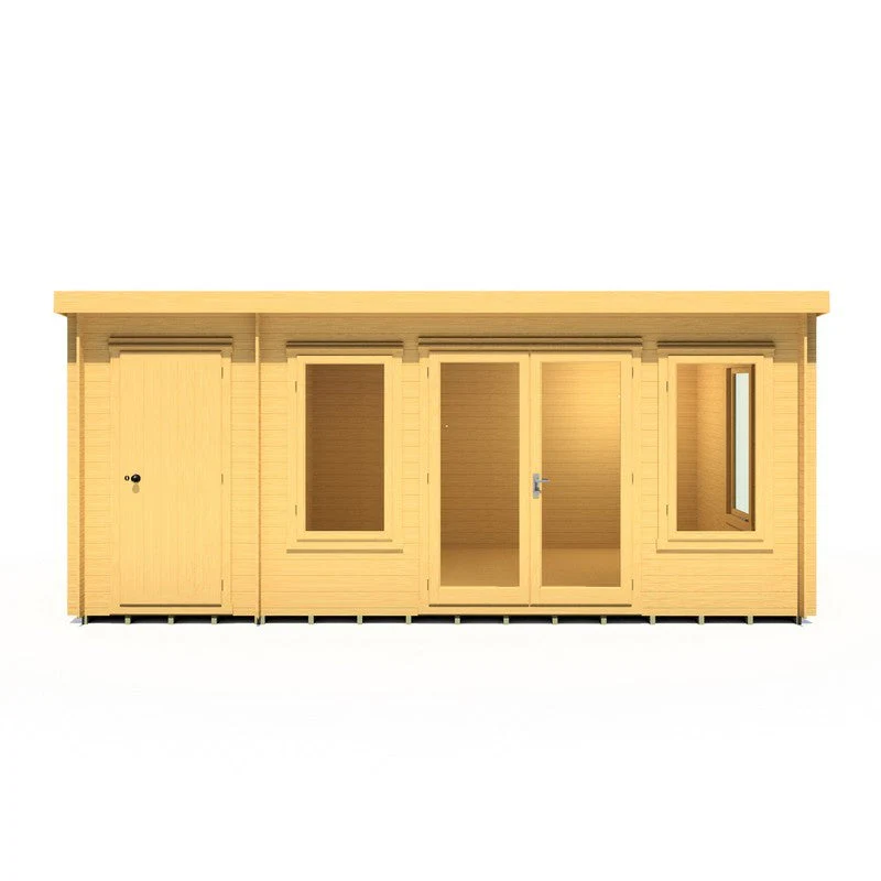 Shire Elm 10' 7" x 17' 2" Pent Log Cabin - Premium 19mm Cladding Log Clad - Image 3