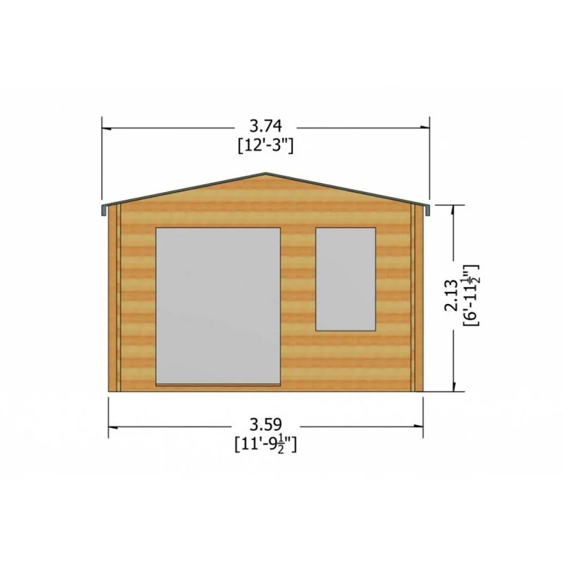 Shire Glenmore 11' 9" x 11' 9" Apex Log Cabin - Premium 44mm Cladding Tongue & Groove - Image 7