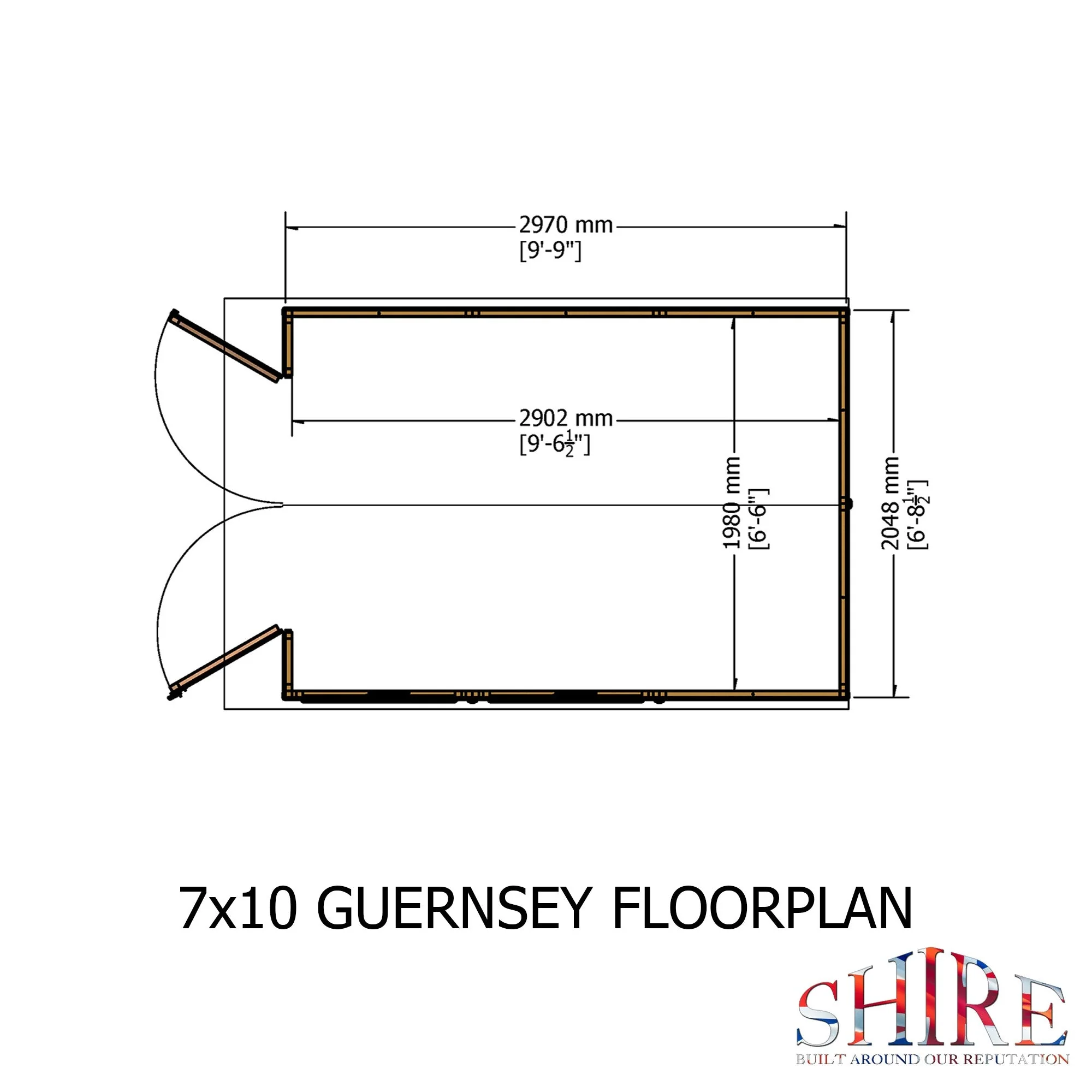 Shire Guernsey 7' x 10' 11" Apex Shed - Premium Dip Treated Shiplap - Image 3