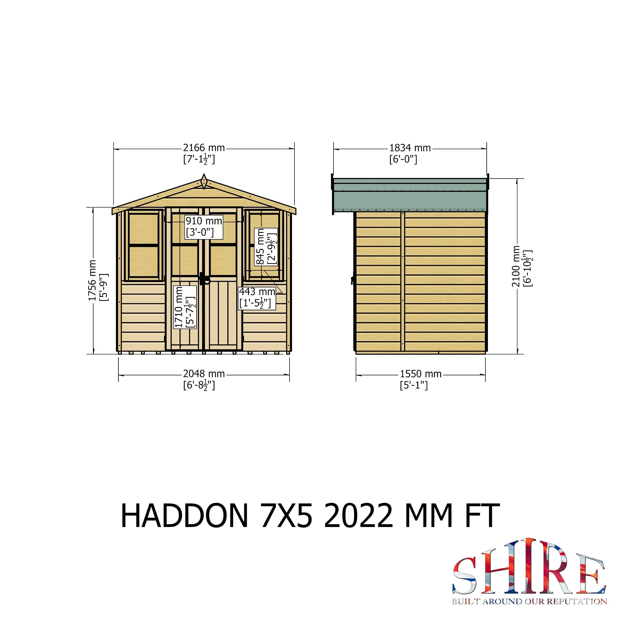 Haddon 4' 10" x 6' 8" Apex Summerhouse - Premium Dip Treated Shiplap - Image 4