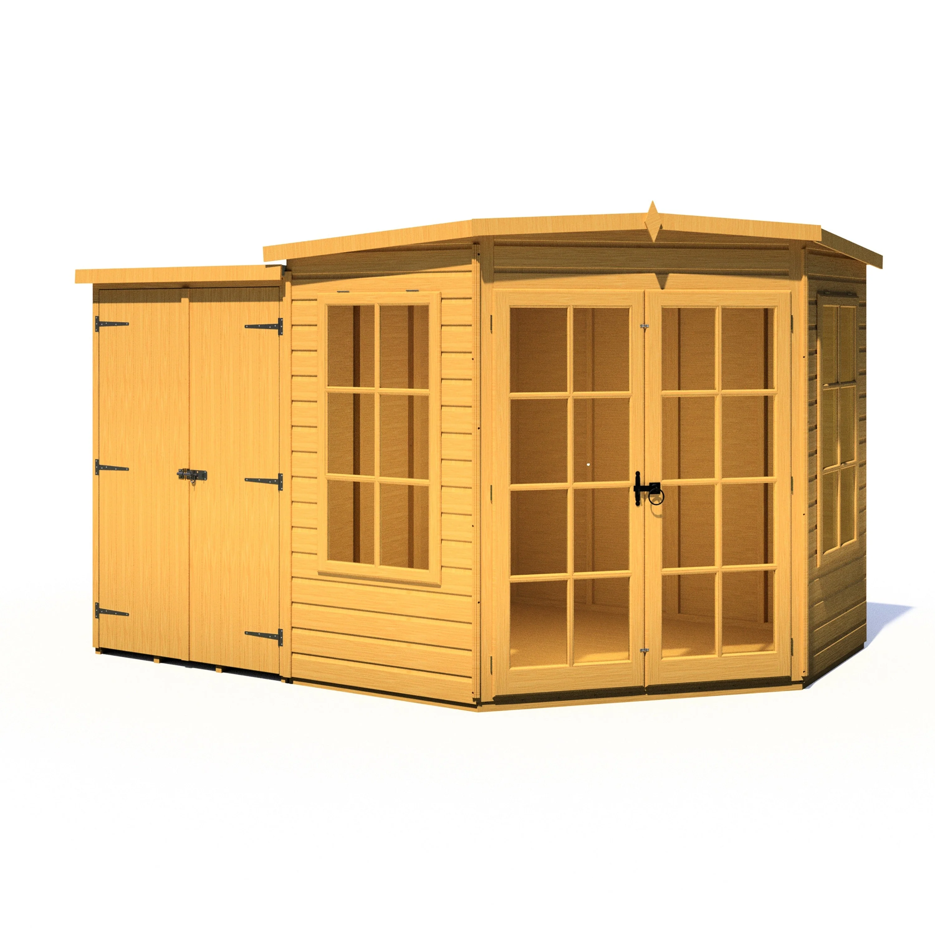 Shire Hampton 3' 9" x 6' 8" Pent Summerhouse with Side Shed - Premium Dip Treated Shiplap - Image 10
