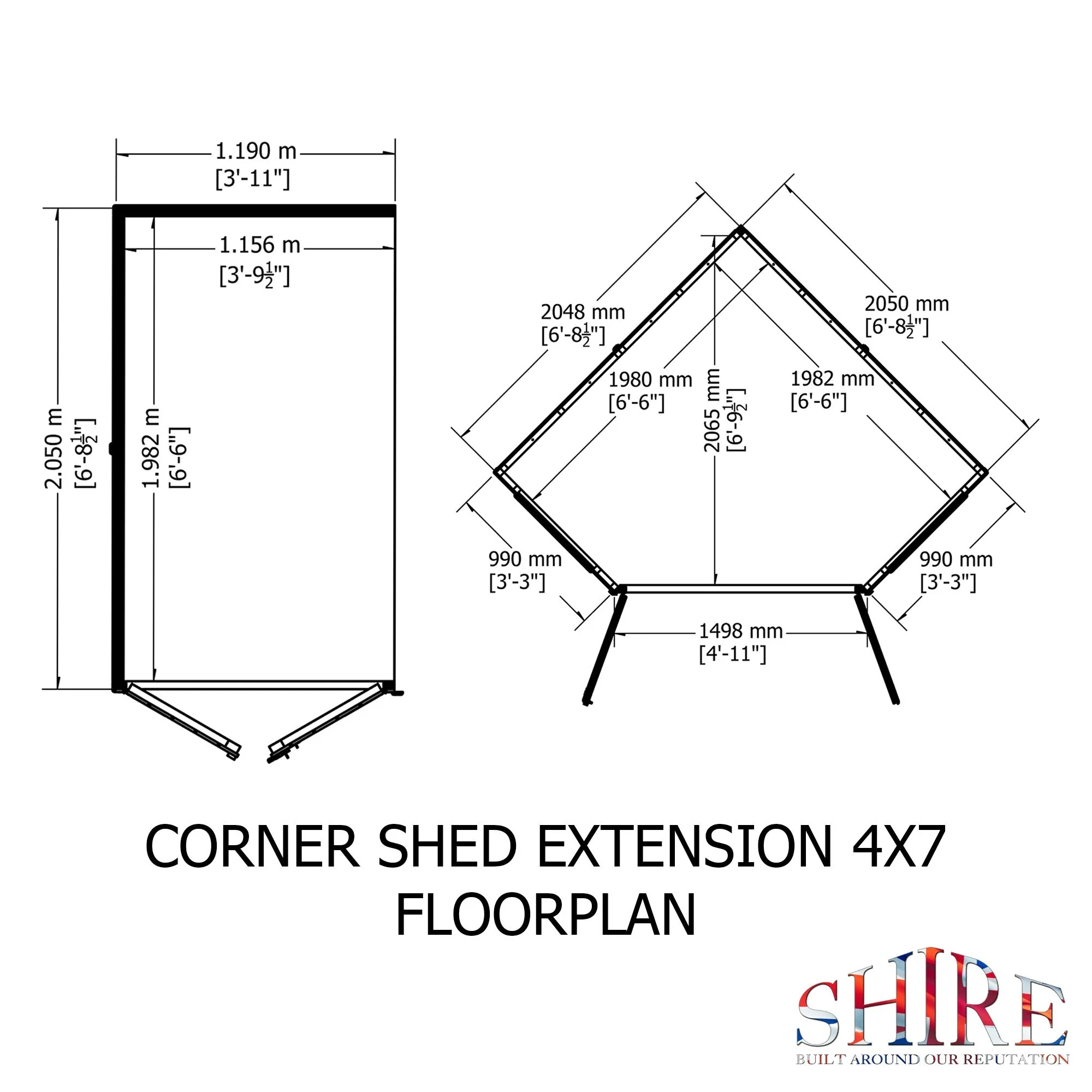 Shire Hampton 3' 9" x 6' 8" Pent Summerhouse with Side Shed - Premium Dip Treated Shiplap - Image 3