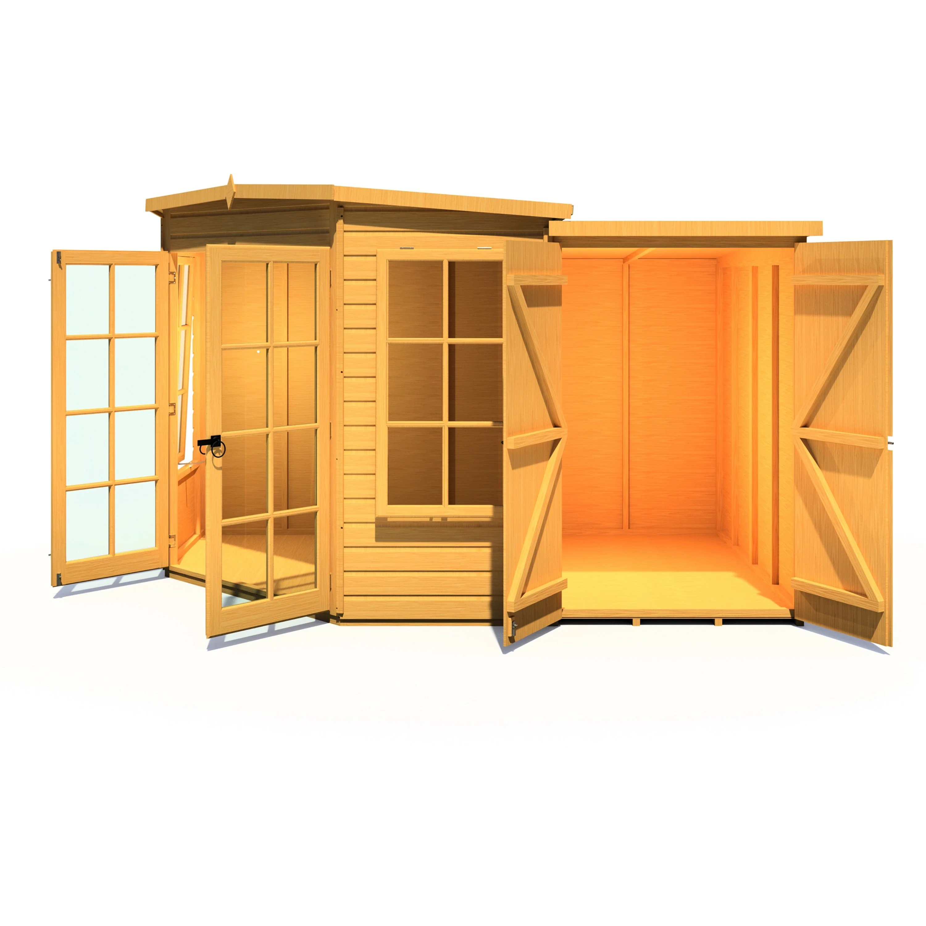 Shire Hampton 3' 9" x 6' 8" Pent Summerhouse with Side Shed - Premium Dip Treated Shiplap - Image 6
