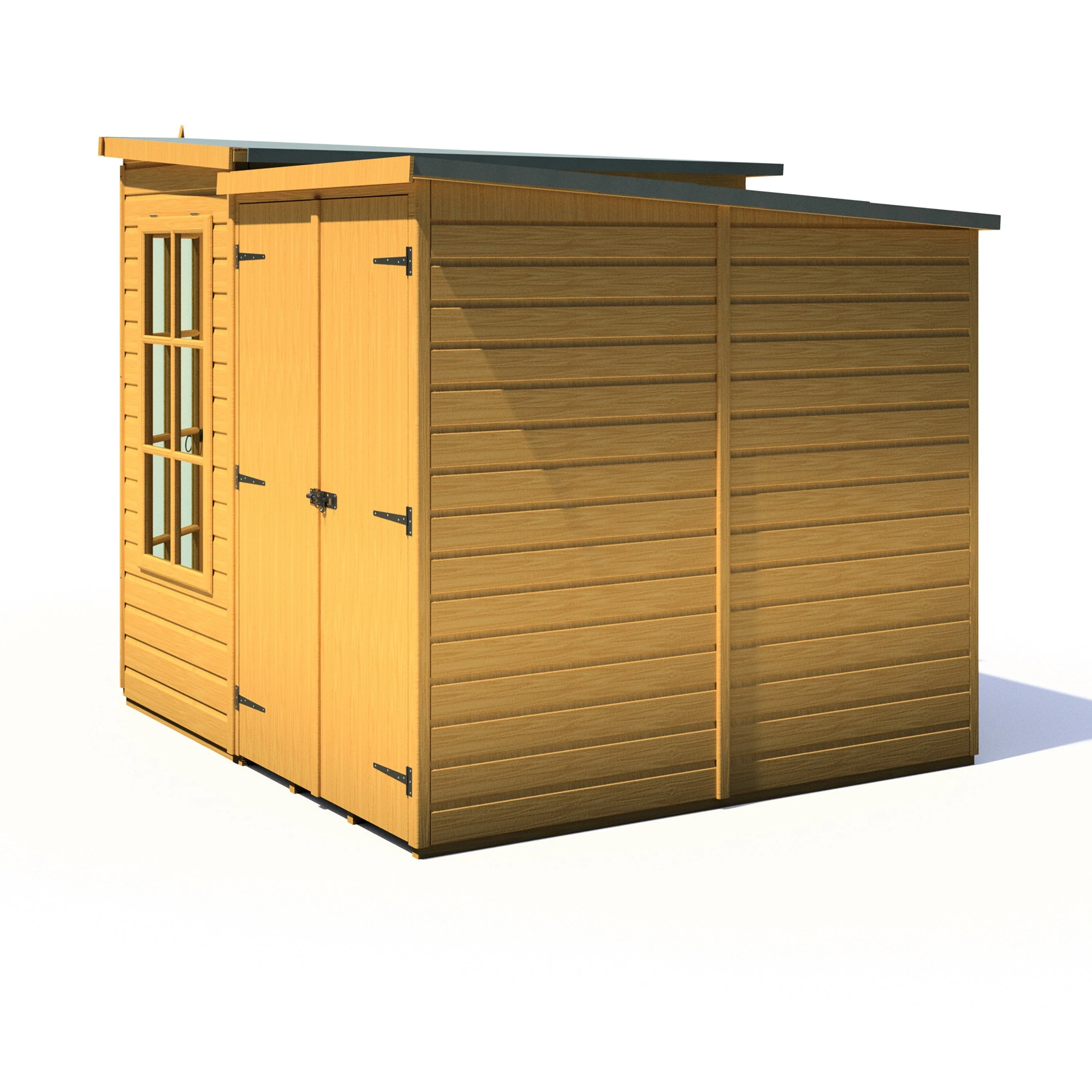 Shire Hampton 3' 9" x 6' 8" Pent Summerhouse with Side Shed - Premium Dip Treated Shiplap - Image 7