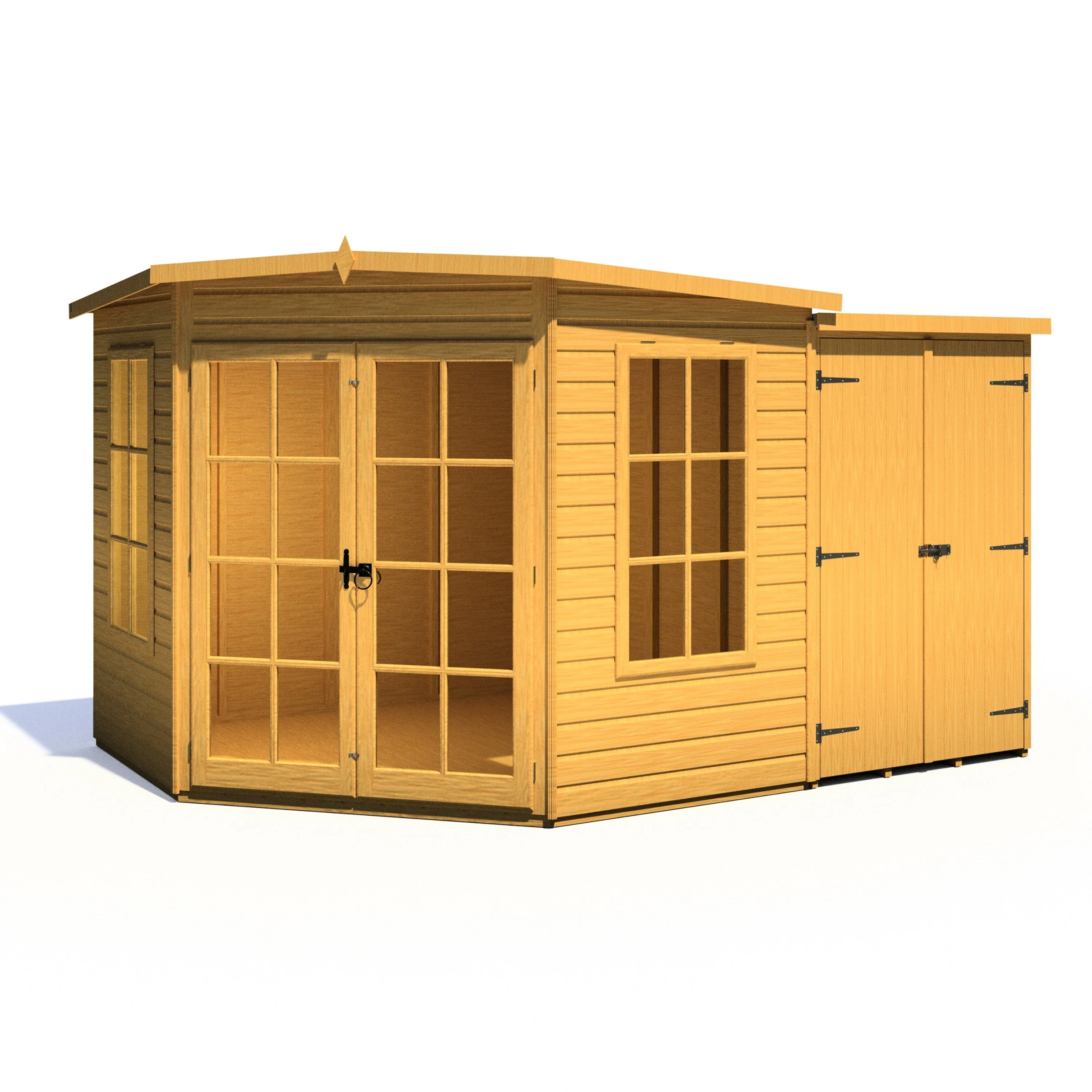 Shire Hampton 3' 9" x 7' 4" Pent Summerhouse with Side Shed - Premium Dip Treated Shiplap - Image 5