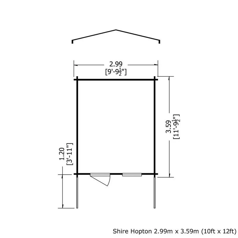 Shire Hopton 9' 9" x 11' 9" Apex Log Cabin - Premium 44mm Cladding Tongue & Groove - Image 2