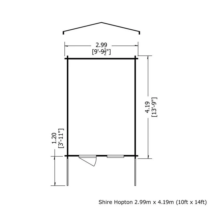 Shire Hopton 9' 9" x 13' 8" Apex Log Cabin - Premium 44mm Cladding Tongue & Groove - Image 2