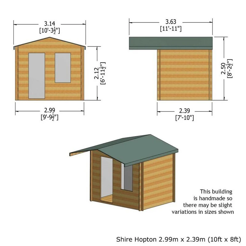 Shire Hopton 9' 9" x 7' 10" Apex Log Cabin - Premium 70mm Cladding Tongue & Groove - Image 3