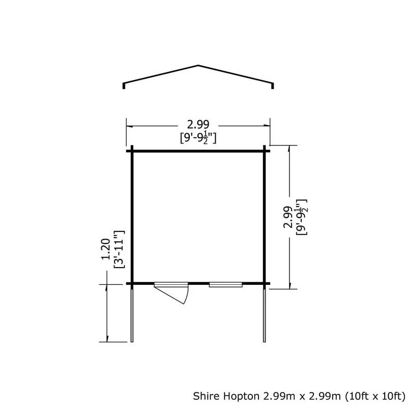 Shire Hopton 9' 9" x 9' 9" Apex Log Cabin - Premium 28mm Cladding Tongue & Groove - Image 2