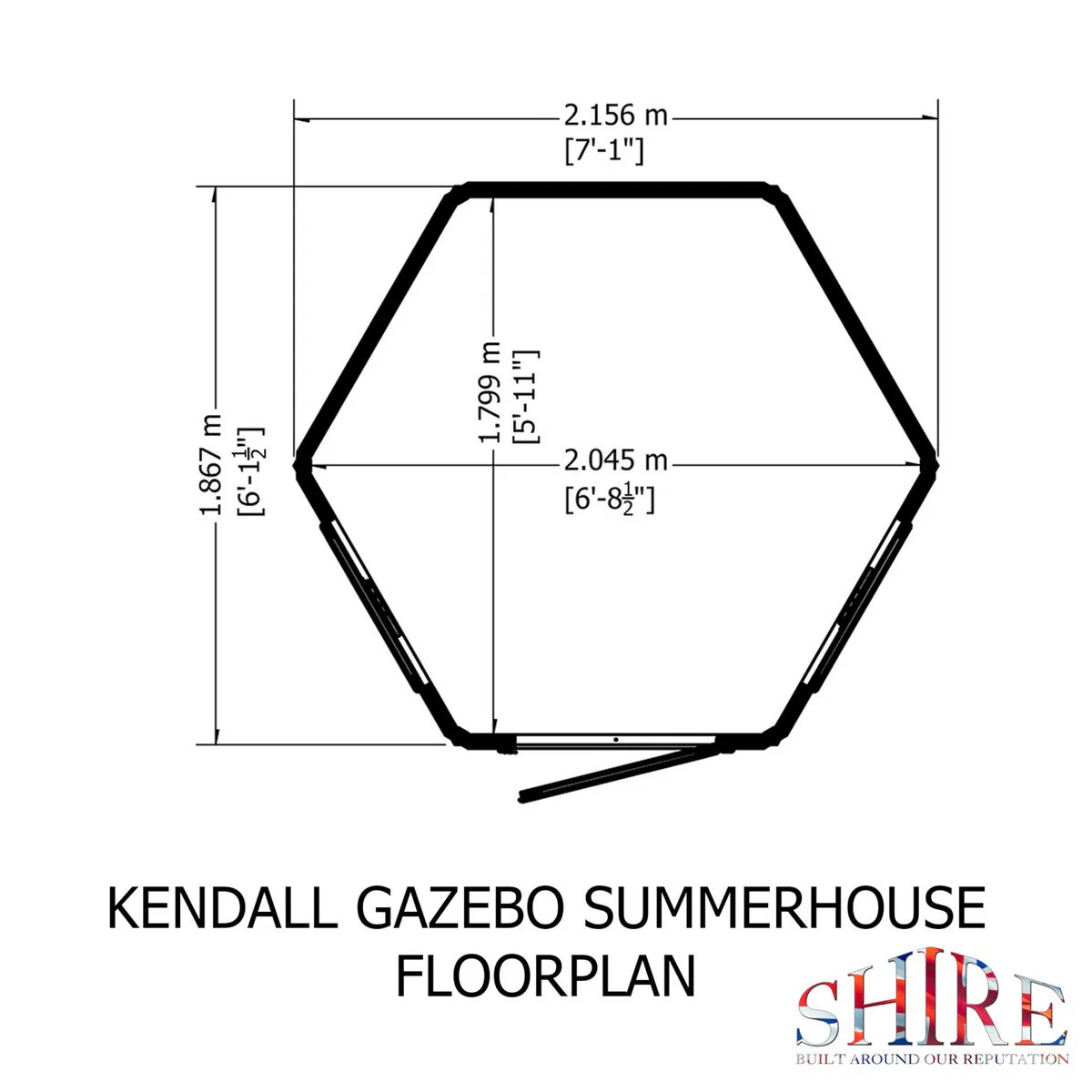 Shire Kendall 6' 10" x 7' 10" Hexagonal Hip Summerhouse - Premium Dip Treated Tongue & Groove - Image 10