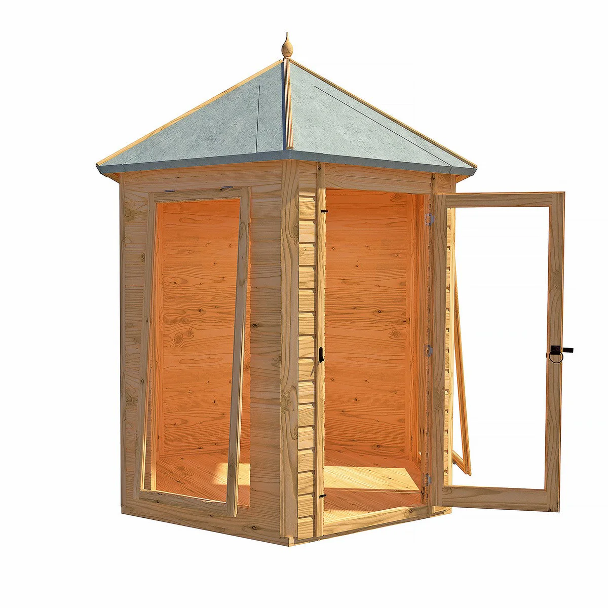 Shire Kendall 6' 10" x 7' 10" Hexagonal Hip Summerhouse - Premium Dip Treated Tongue & Groove - Image 2
