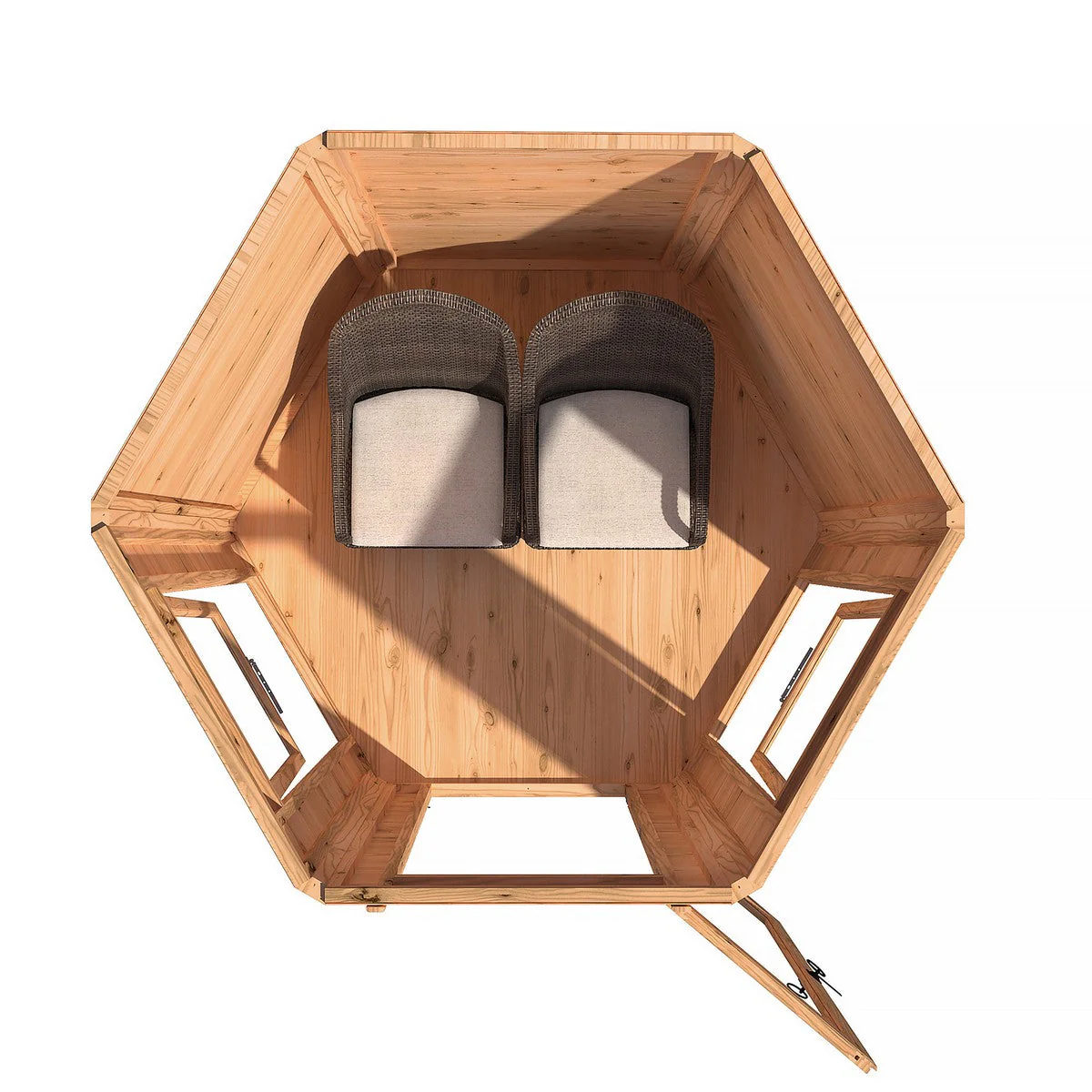 Shire Kendall 6' 10" x 7' 10" Hexagonal Hip Summerhouse - Premium Dip Treated Tongue & Groove - Image 5