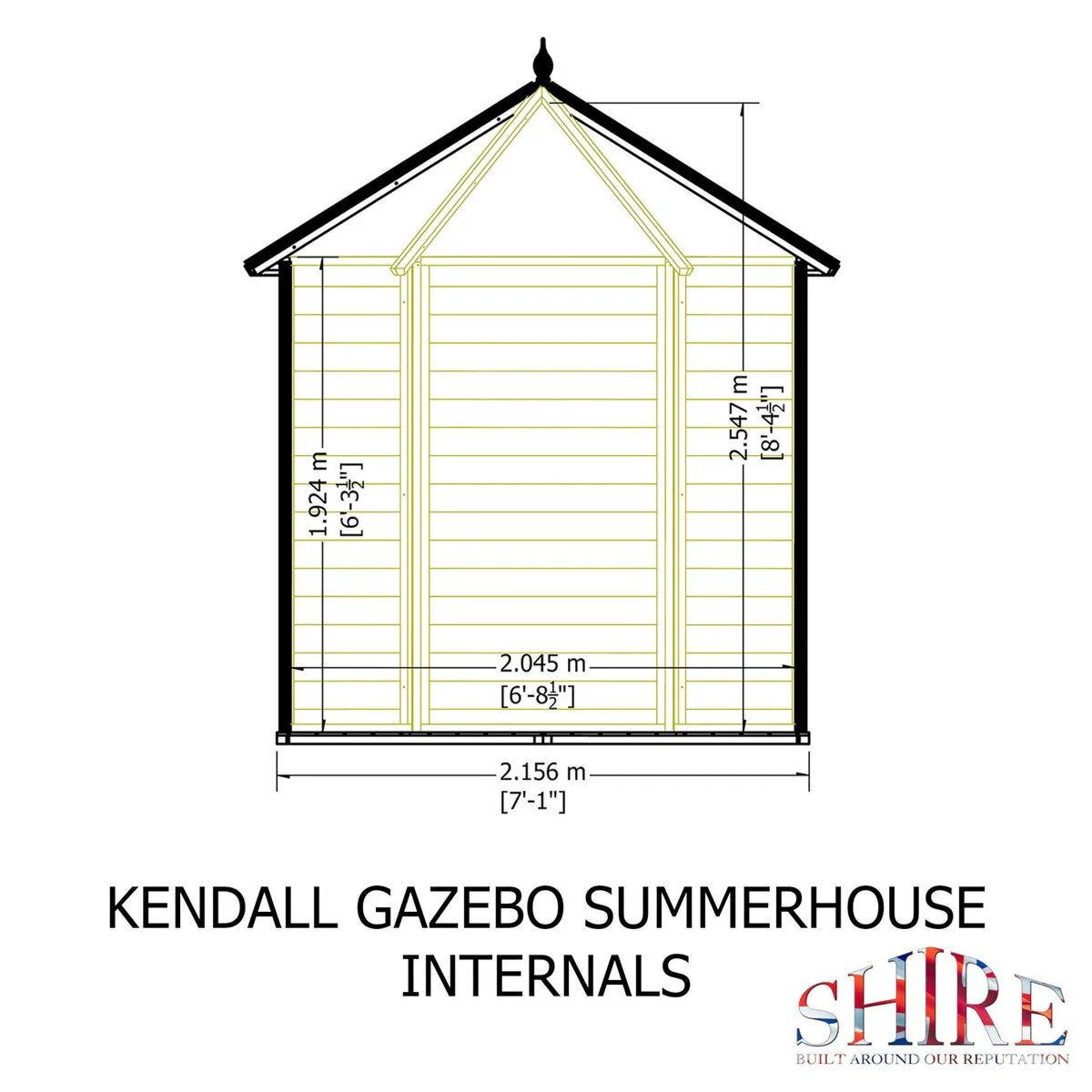 Shire Kendall 6' 10" x 7' 10" Hexagonal Hip Summerhouse - Premium Dip Treated Tongue & Groove - Image 9