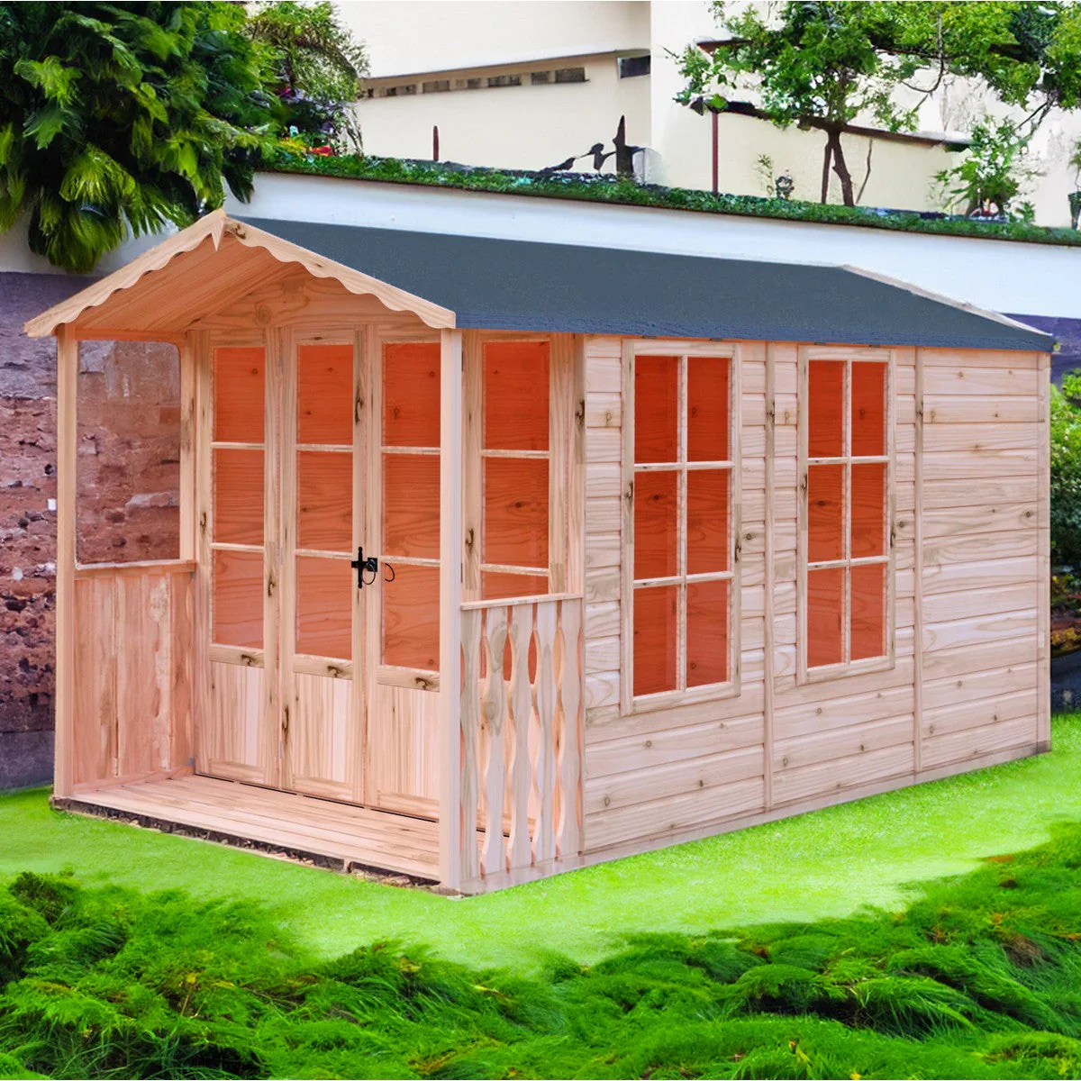 Shire Kensington 11' 8" x 6' 8" Apex Summerhouse - Premium Dip Treated Shiplap