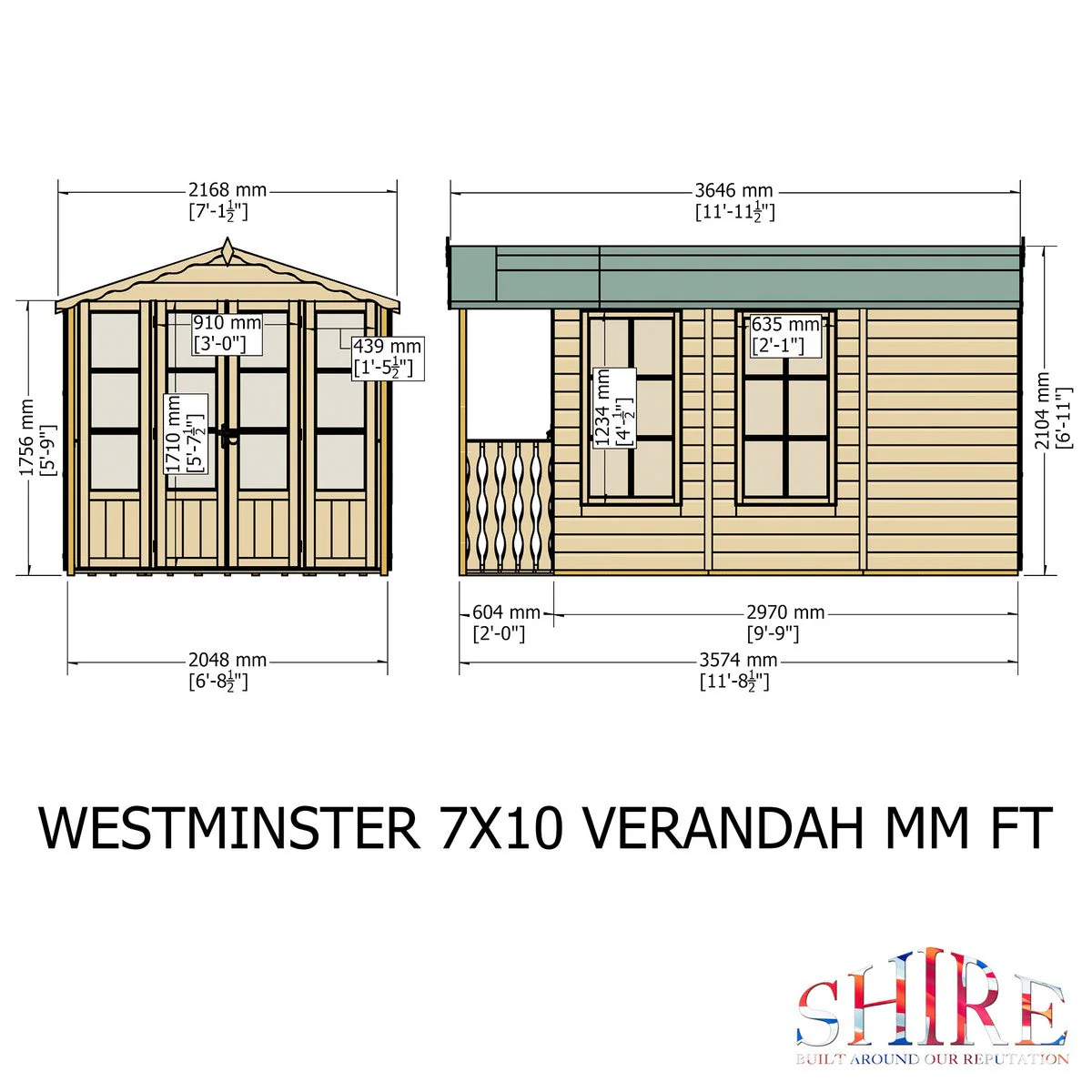 Shire Kensington 11' 8" x 6' 8" Apex Summerhouse - Premium Dip Treated Shiplap - Image 4