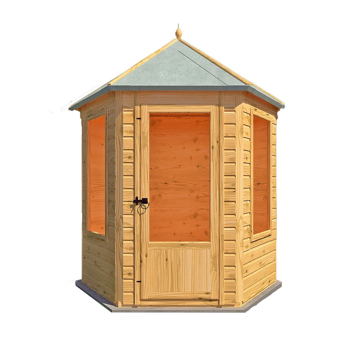 Shire Keswick 6' 10" x 7' 10" Hexagonal Hip Summerhouse - Premium Dip Treated Shiplap - Image 2