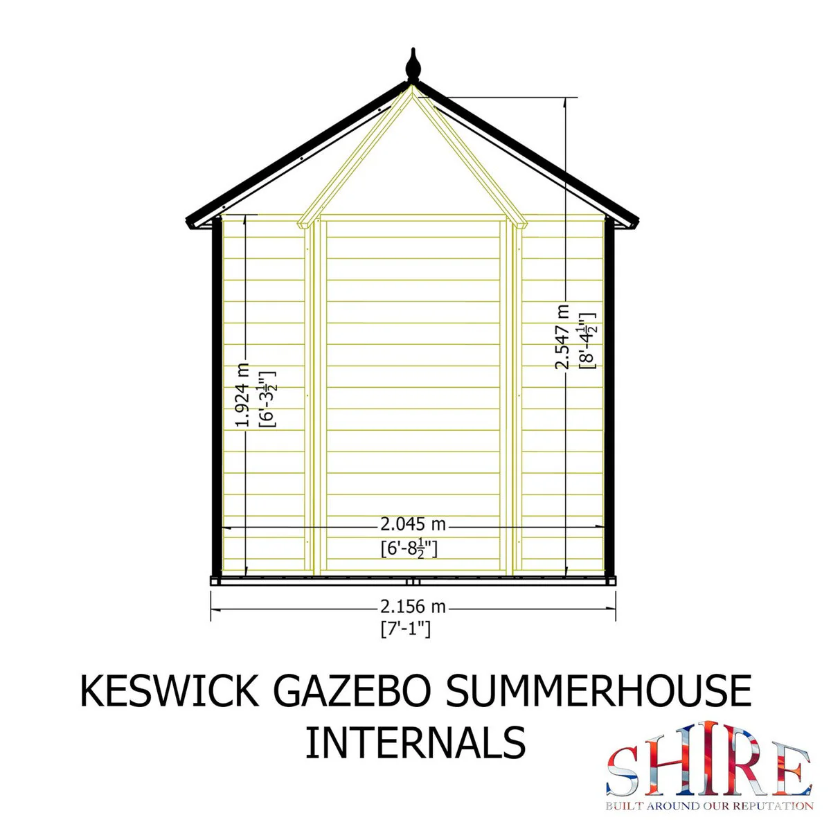 Shire Keswick 6' 10" x 7' 10" Hexagonal Hip Summerhouse - Premium Dip Treated Shiplap - Image 8