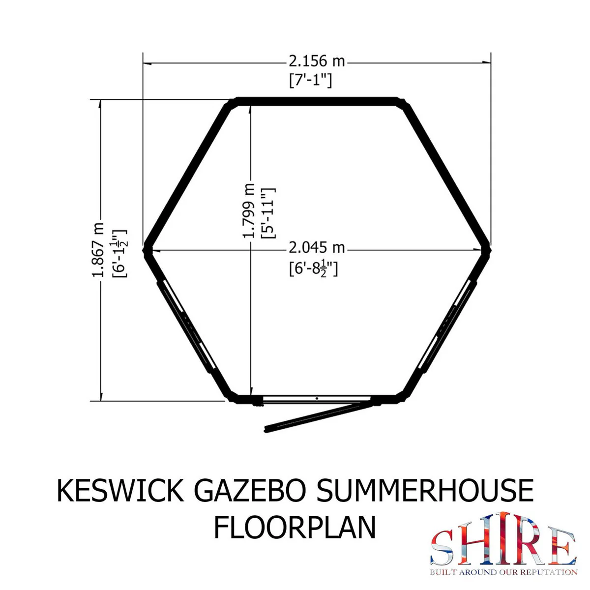 Shire Keswick 6' 10" x 7' 10" Hexagonal Hip Summerhouse - Premium Dip Treated Shiplap - Image 9