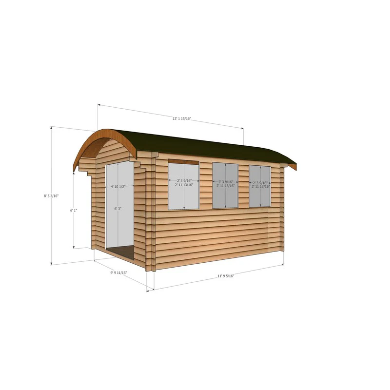 Shire Kilburn 9' 9" x 11' 9" Curved Log Cabin - Premium 34mm Cladding Tongue & Groove - Image 3
