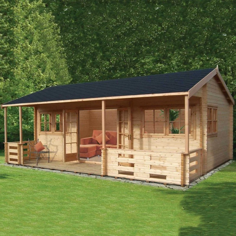 Shire Kingswood 17' 8" x 19' 4" Reverse Apex Log Cabin - Premium 70mm Cladding Tongue & Groove - Image 4