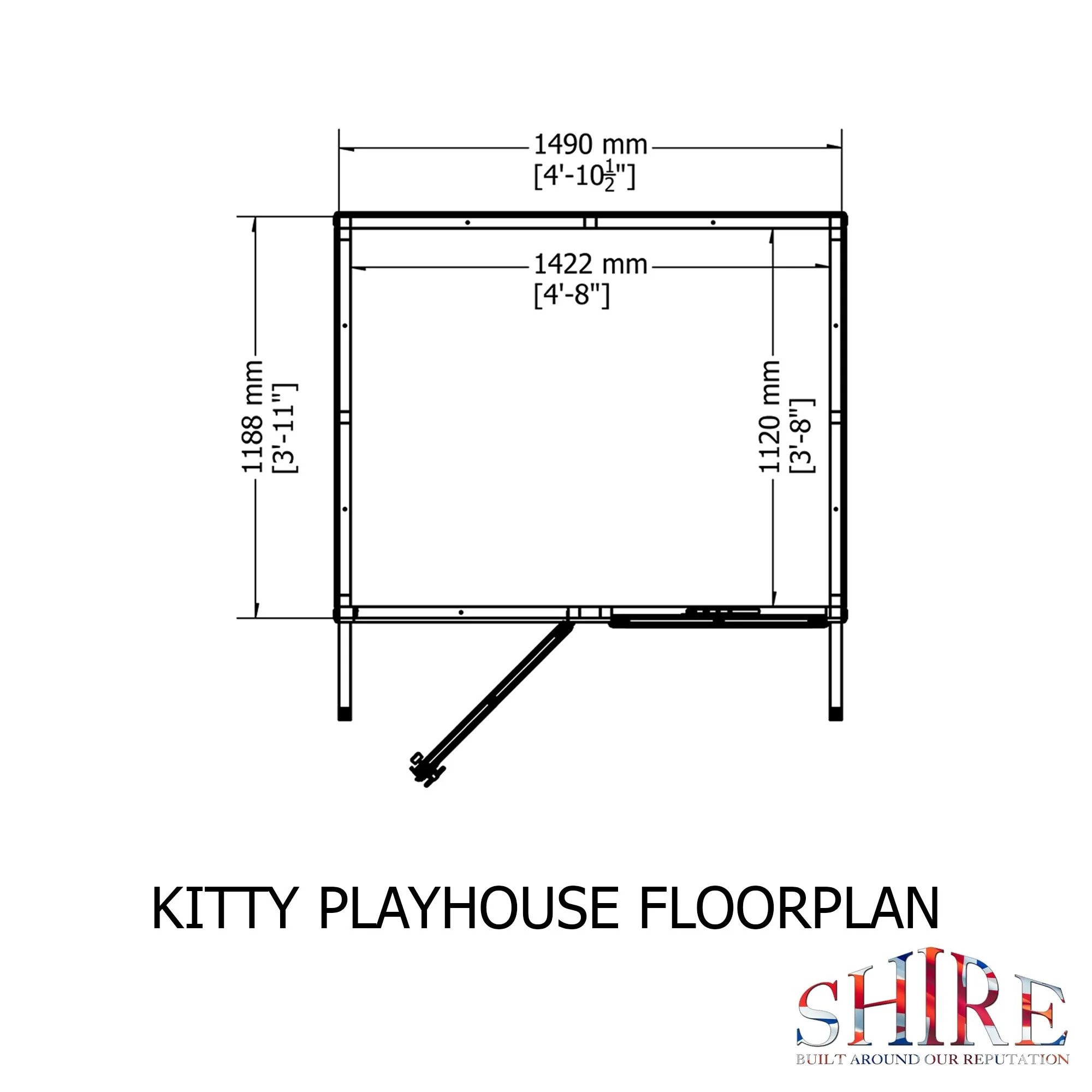 Kitty 3' 8" x 4' 10" Apex Children's Playhouse - Premium Dip Treated Shiplap - Image 3