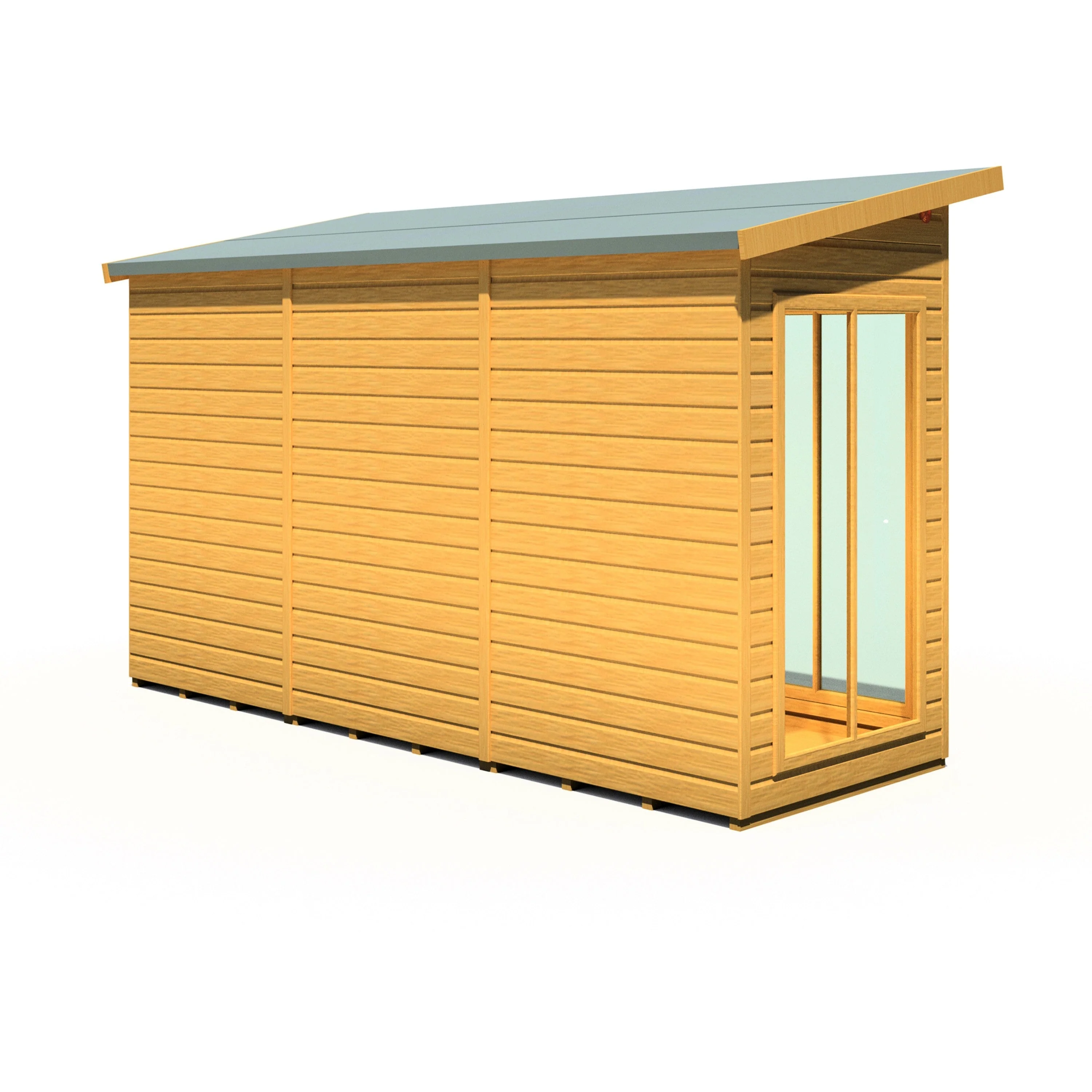Shire Lela 3' 10" x 11' 8" Pent Summerhouse with Side Shed - Premium Dip Treated Shiplap - Image 10