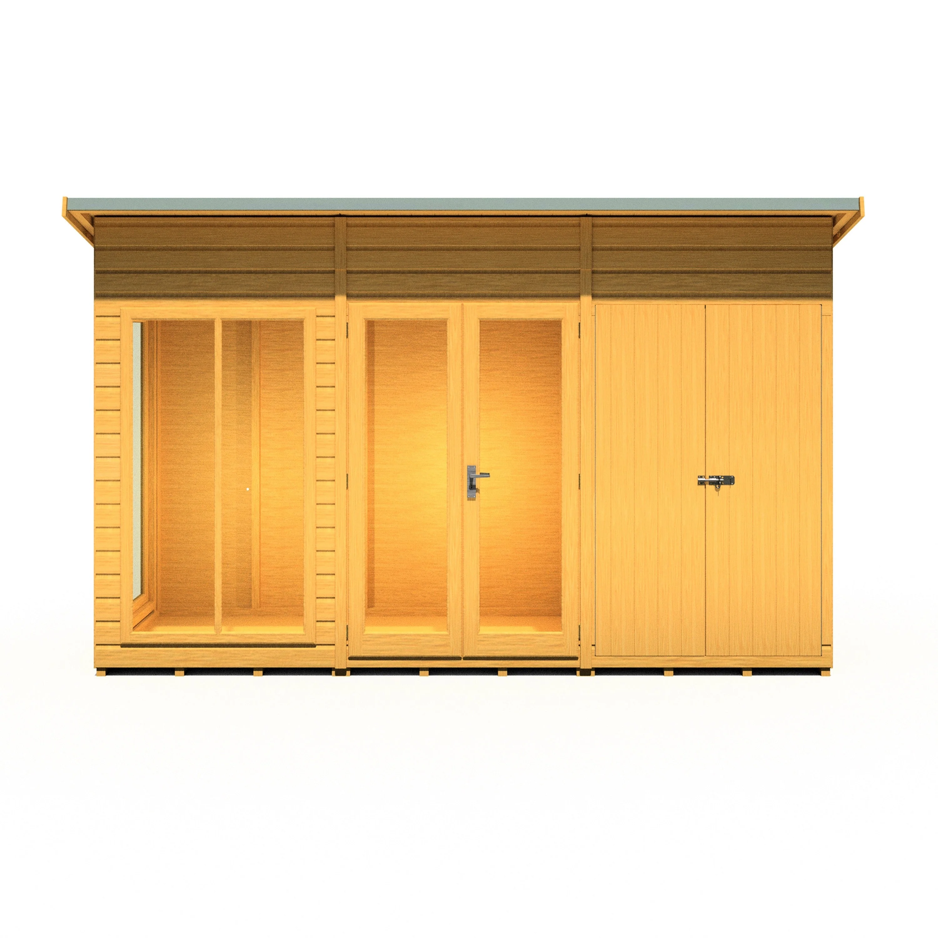 Shire Lela 3' 10" x 11' 8" Pent Summerhouse with Side Shed - Premium Dip Treated Shiplap - Image 7