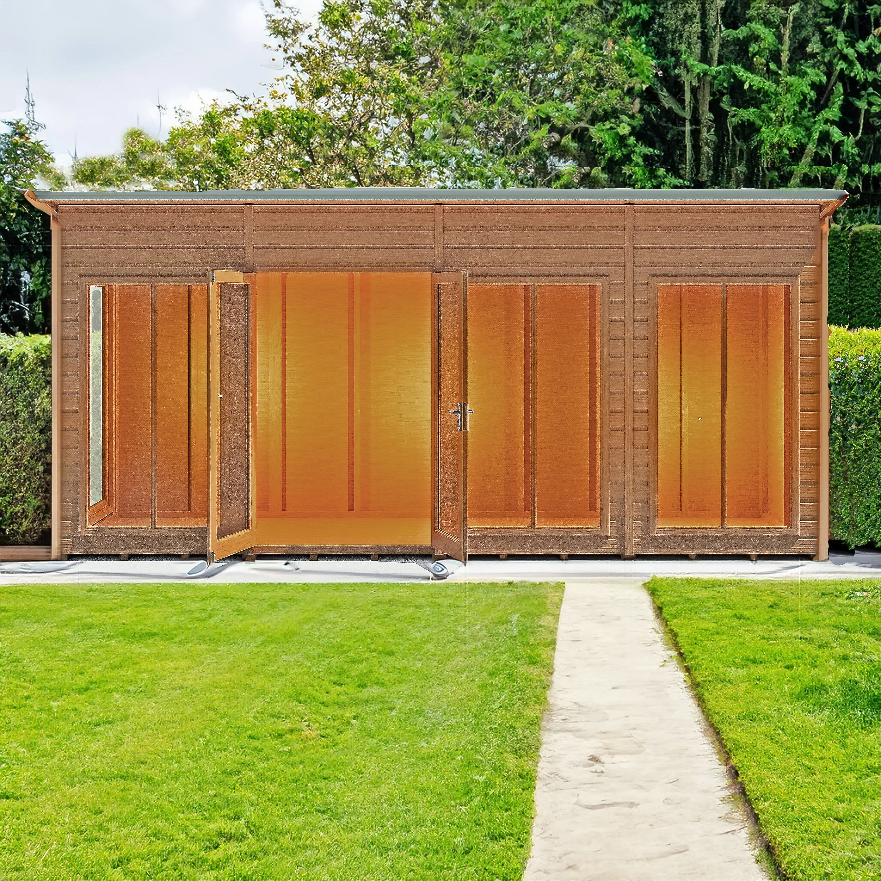 Shire Lela 3' 10" x 15' 7" Pent Summerhouse - Premium Dip Treated Shiplap