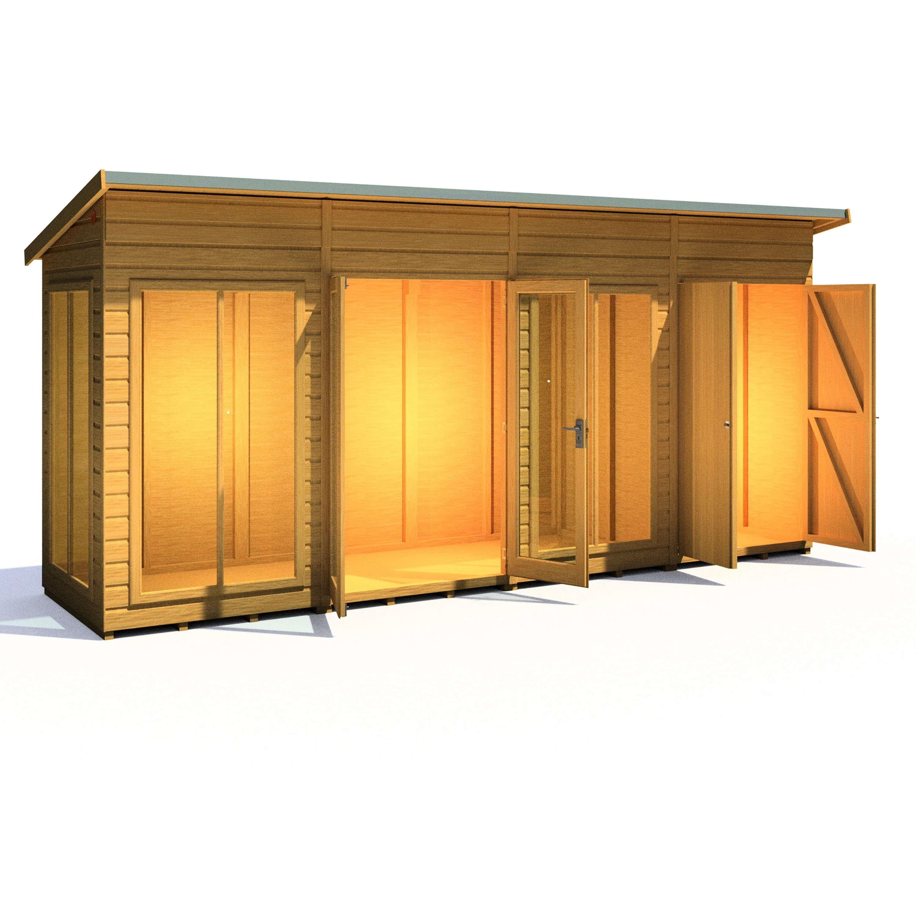 Shire Lela 3' 10" x 15' 7" Pent Summerhouse with Side Shed - Premium Dip Treated Shiplap - Image 2