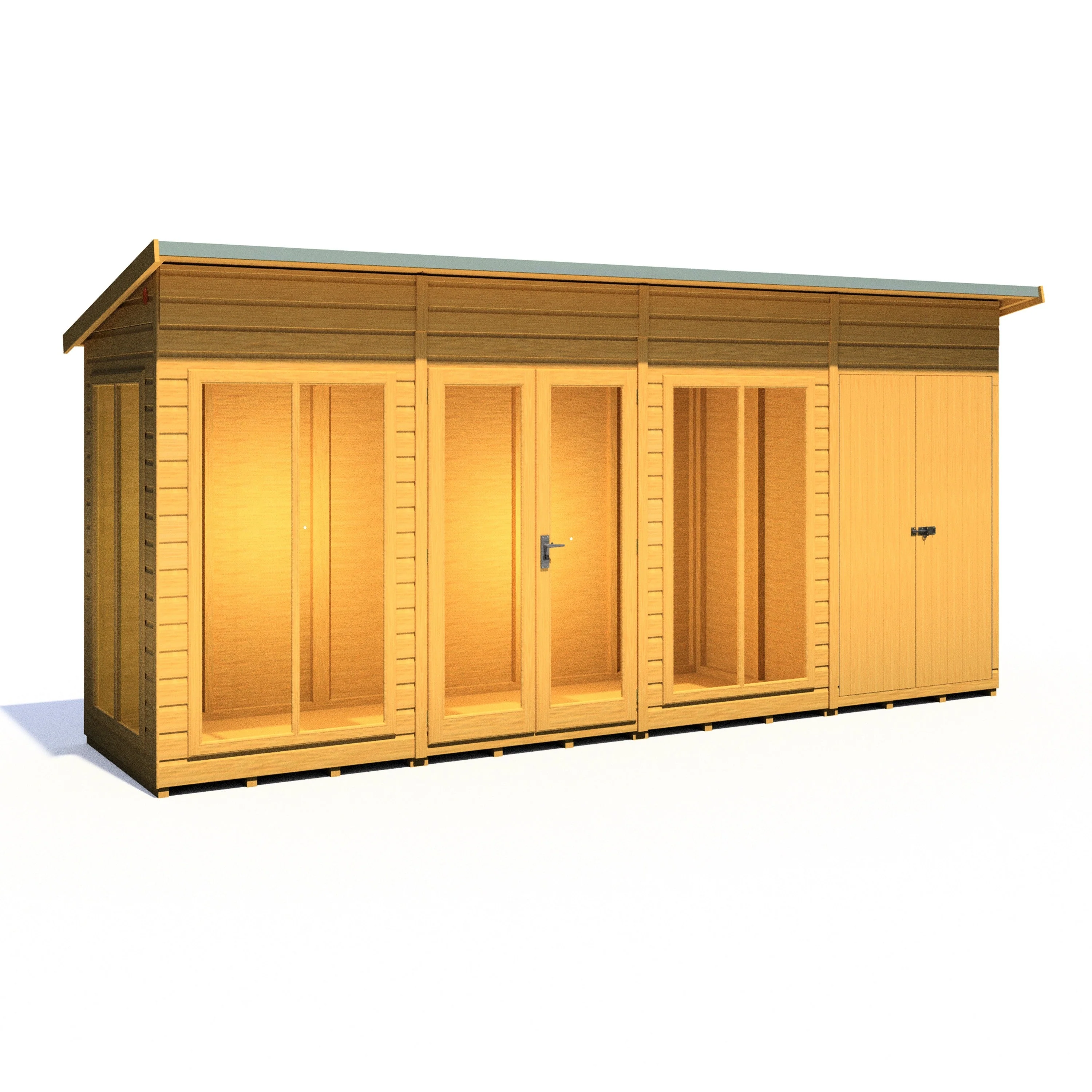 Shire Lela 3' 10" x 15' 7" Pent Summerhouse with Side Shed - Premium Dip Treated Shiplap - Image 5