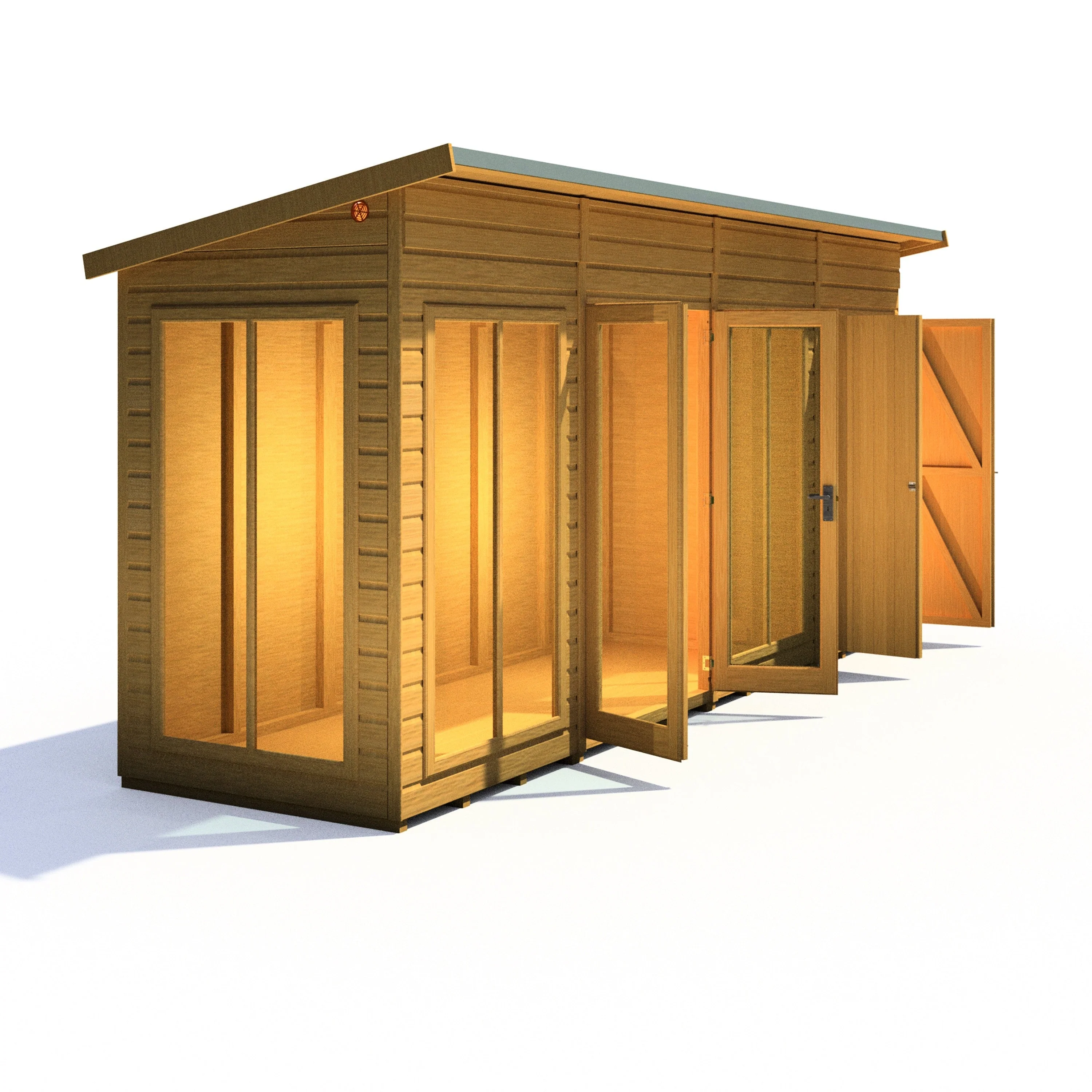 Shire Lela 3' 10" x 15' 7" Pent Summerhouse with Side Shed - Premium Dip Treated Shiplap - Image 6