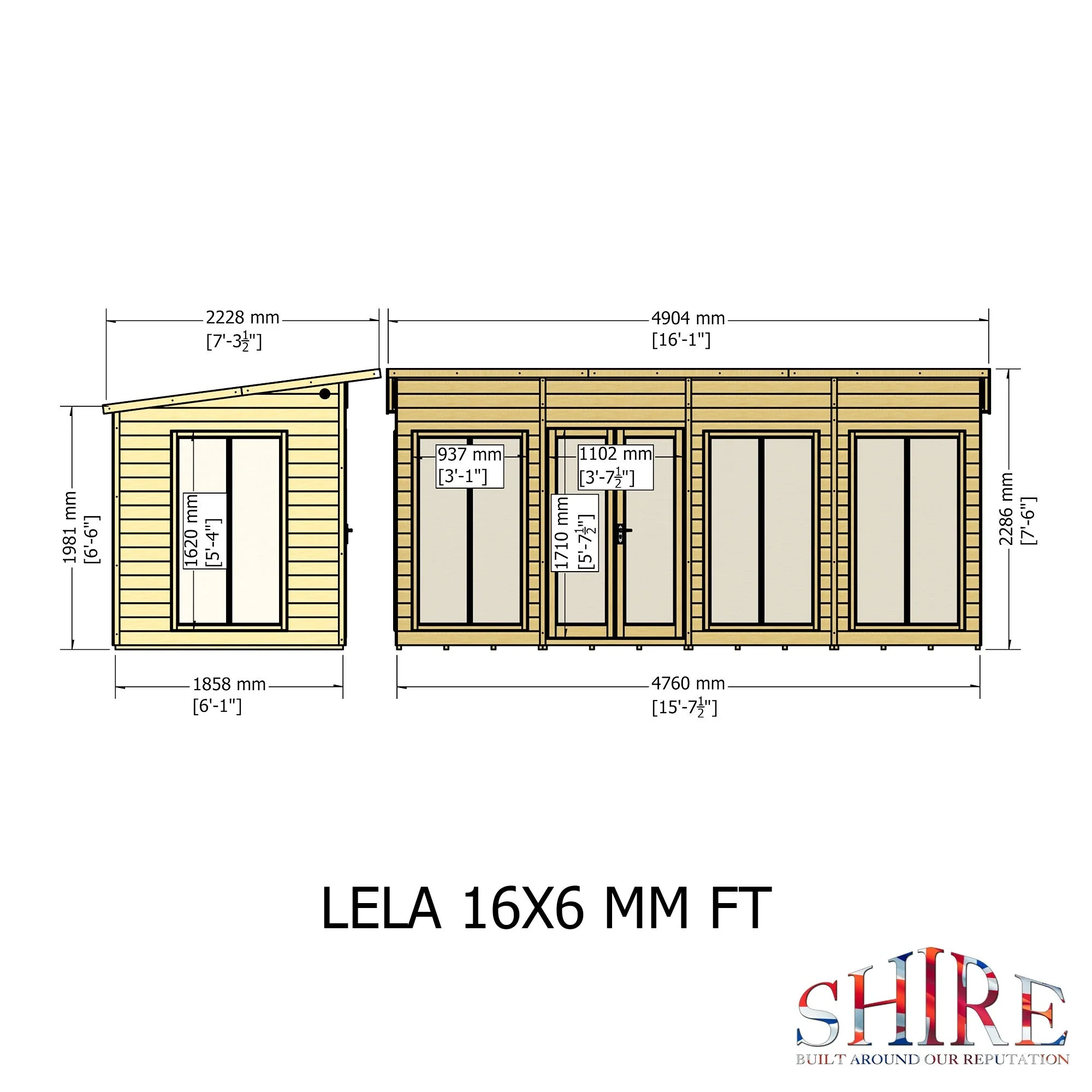 Shire Lela 5' 10" x 15' 7" Pent Summerhouse - Premium Dip Treated Shiplap - Image 4