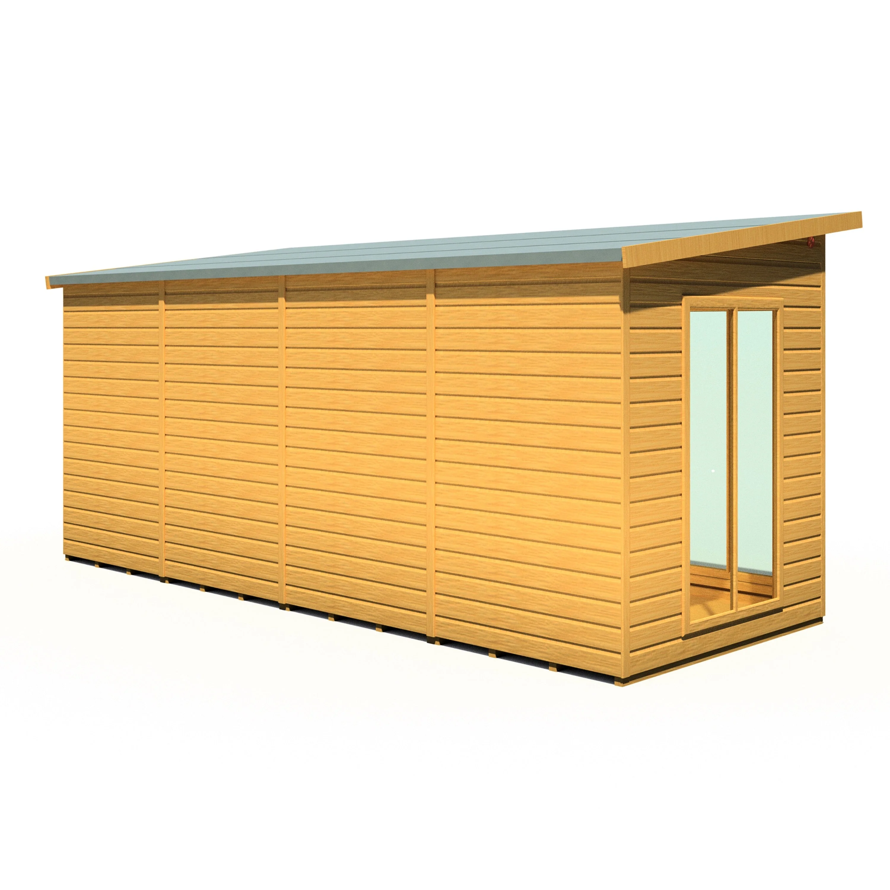 Shire Lela 5' 10" x 15' 7" Pent Summerhouse with Side Shed - Premium Dip Treated Shiplap - Image 10