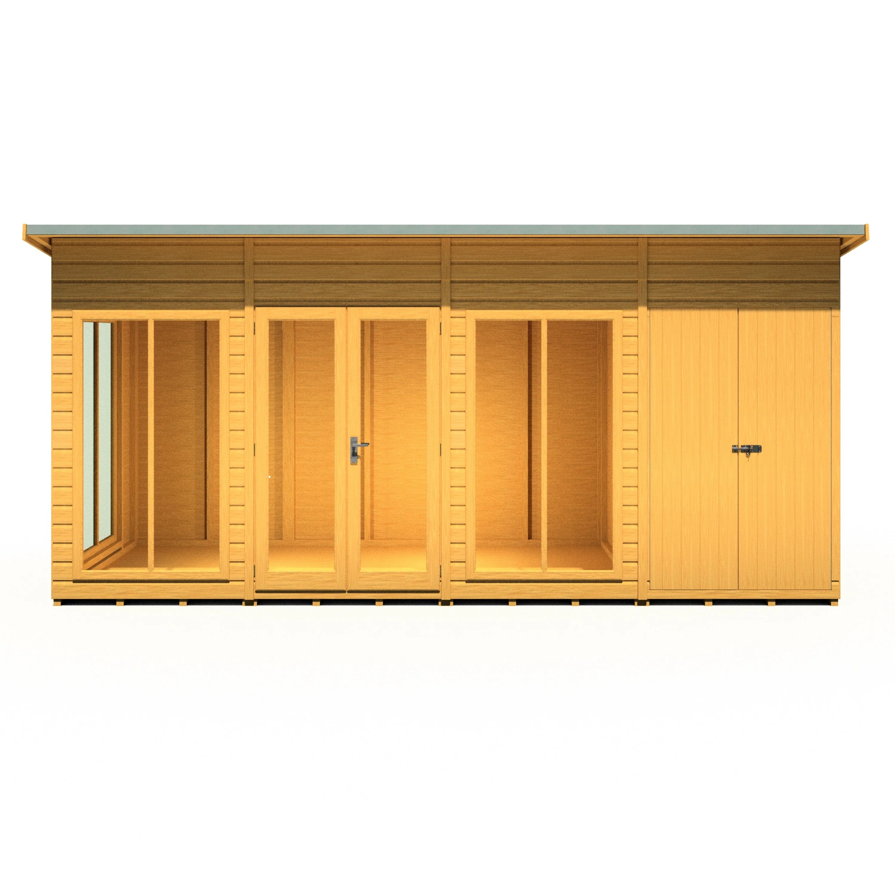Shire Lela 5' 10" x 15' 7" Pent Summerhouse with Side Shed - Premium Dip Treated Shiplap - Image 11