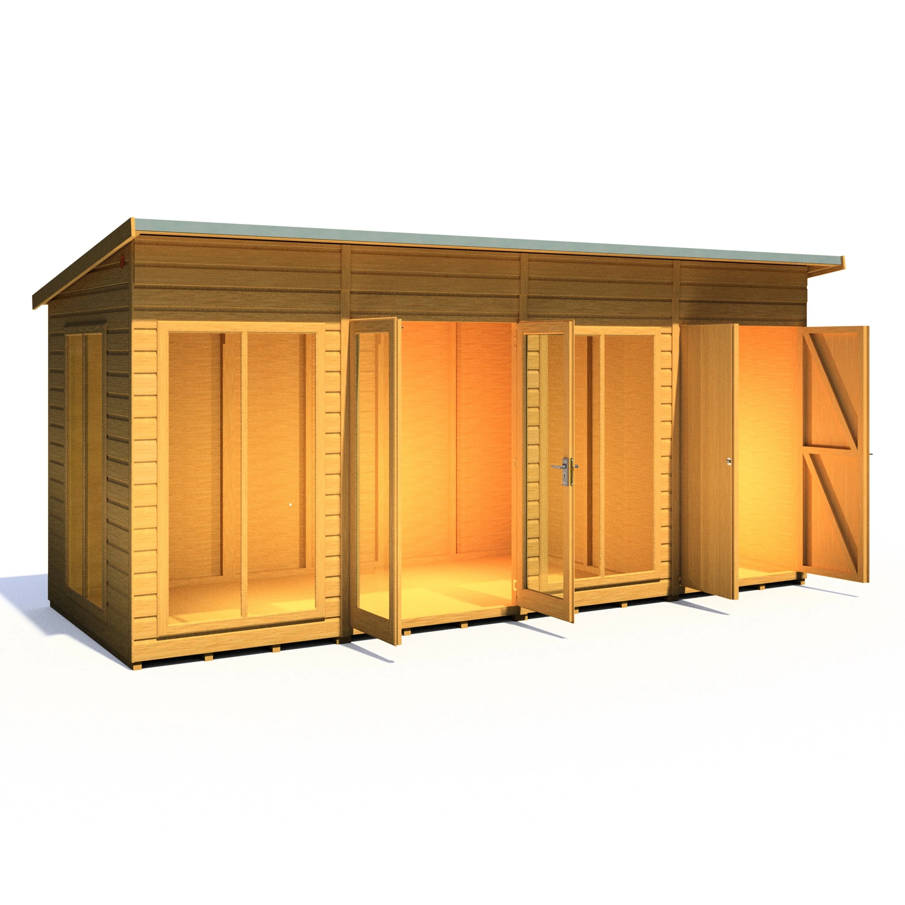 Shire Lela 5' 10" x 15' 7" Pent Summerhouse with Side Shed - Premium Dip Treated Shiplap - Image 2