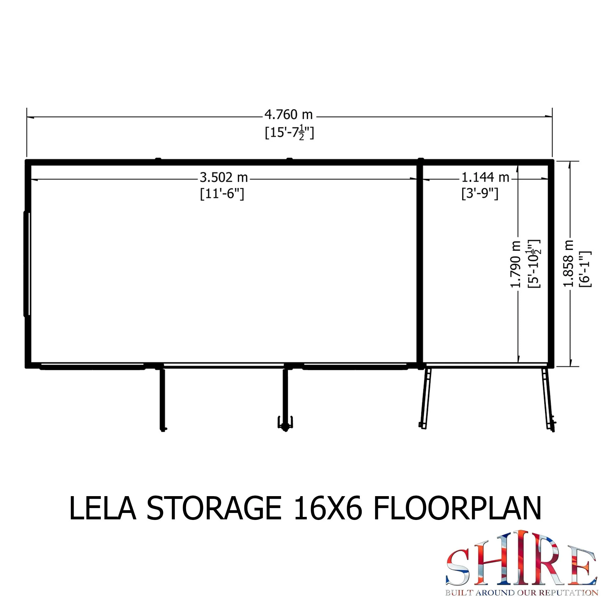 Shire Lela 5' 10" x 15' 7" Pent Summerhouse with Side Shed - Premium Dip Treated Shiplap - Image 3