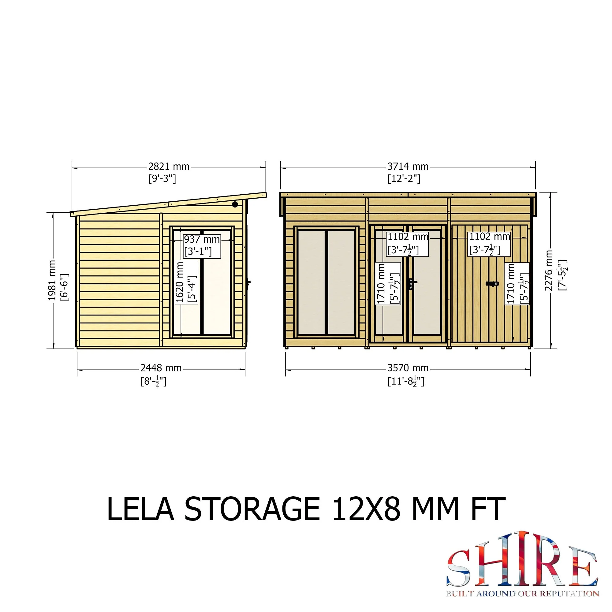 Shire Lela 7' 9" x 11' 8" Pent Summerhouse with Side Shed - Premium Dip Treated Shiplap - Image 4
