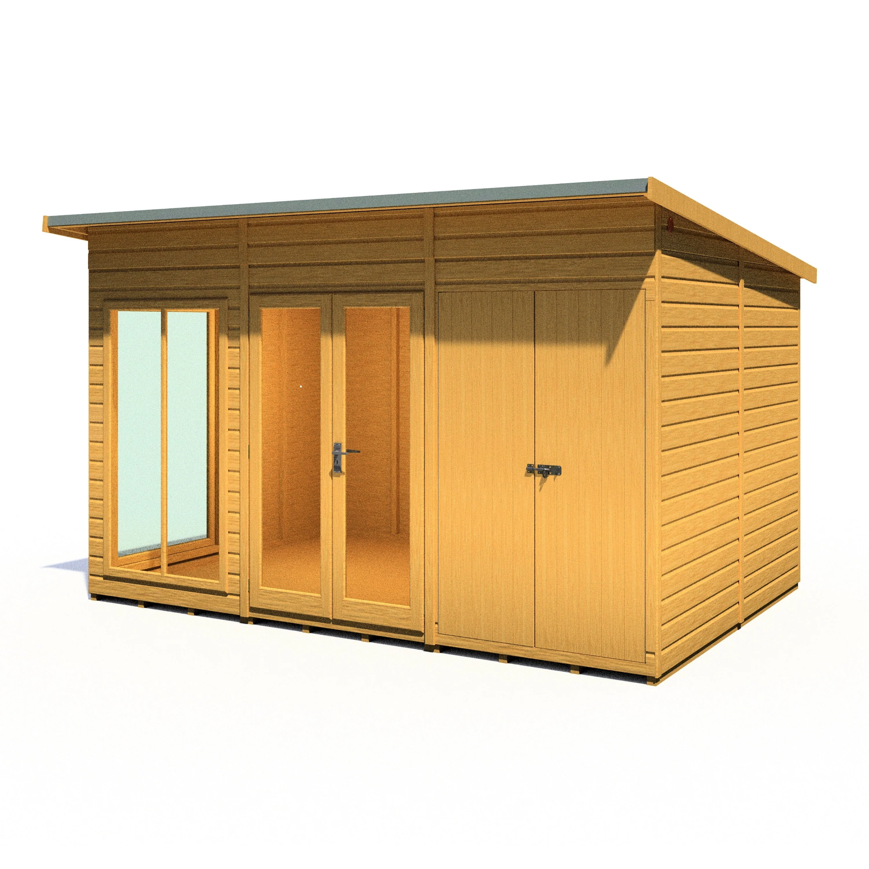 Shire Lela 7' 9" x 11' 8" Pent Summerhouse with Side Shed - Premium Dip Treated Shiplap - Image 5