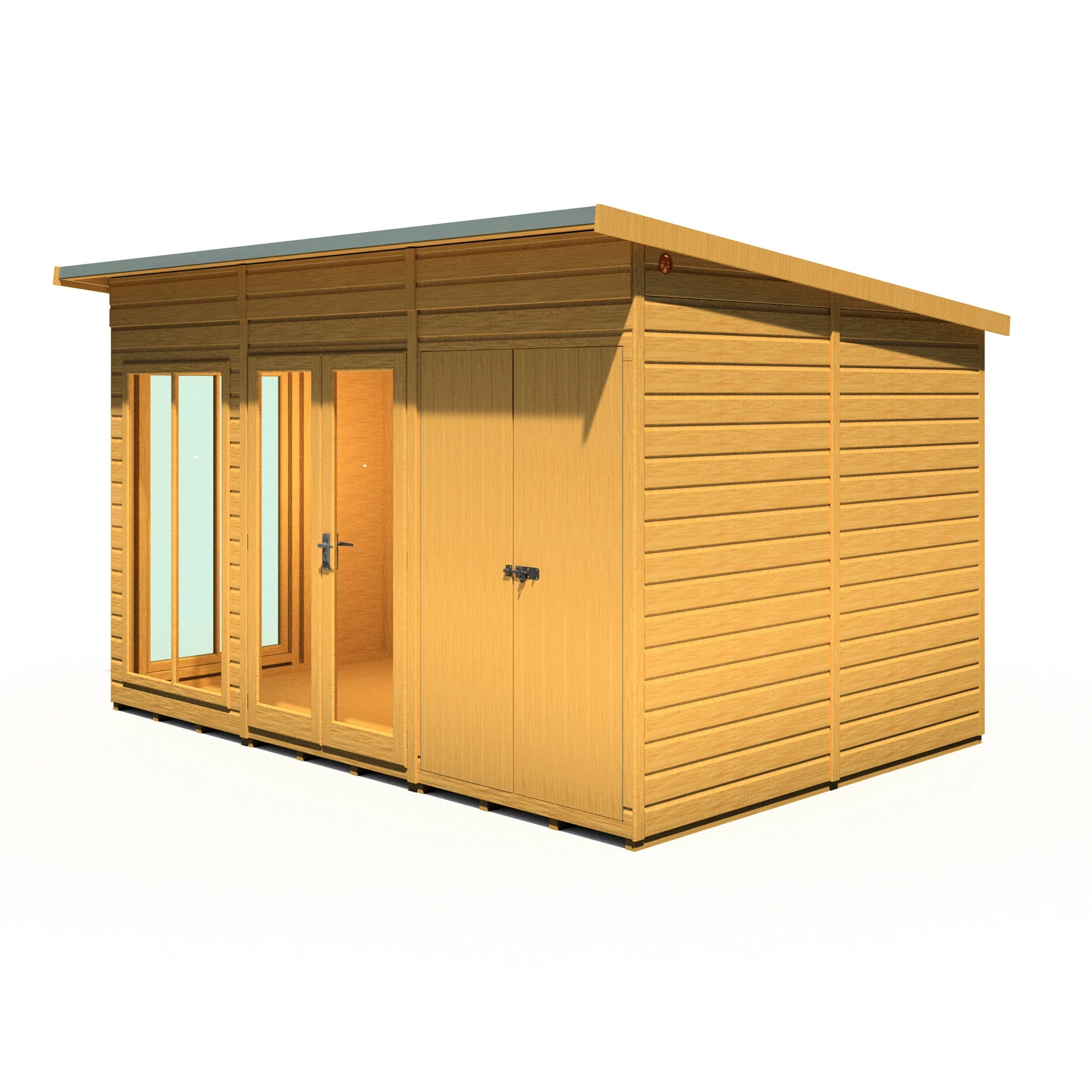 Shire Lela 7' 9" x 11' 8" Pent Summerhouse with Side Shed - Premium Dip Treated Shiplap - Image 6
