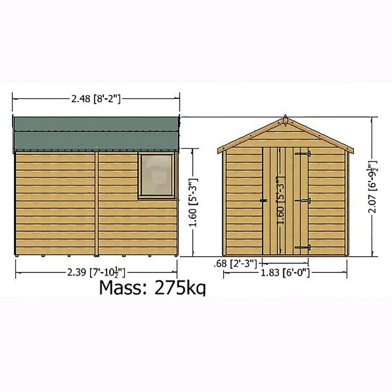 Shire Lewis 6' 3" x 8' 2" Apex Shed - Premium Coated Shiplap - Image 2
