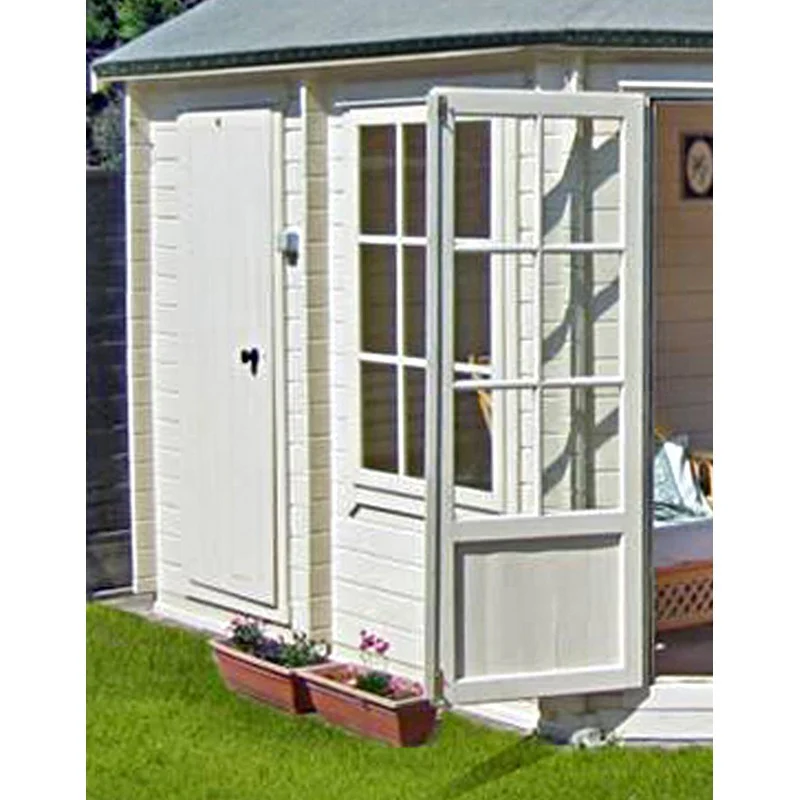 Shire Leygrove 14' x 10' Hexagonal Hip Log Cabin - Premium 28mm Cladding Tongue & Groove - Image 3