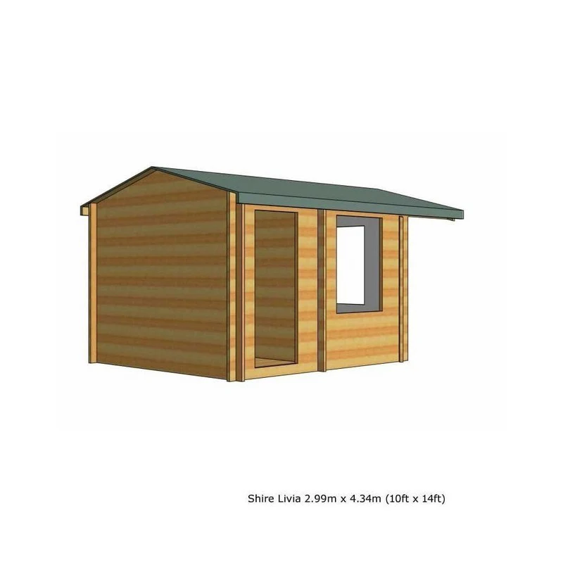 Shire Livia 9' 8" x 14' 2" Reverse Apex Log Cabin - Premium 28mm Cladding Tongue & Groove - Image 4