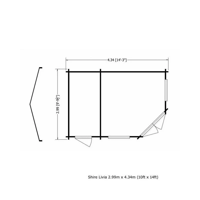 Shire Livia 9' 8" x 14' 2" Reverse Apex Log Cabin - Premium 28mm Cladding Tongue & Groove - Image 5