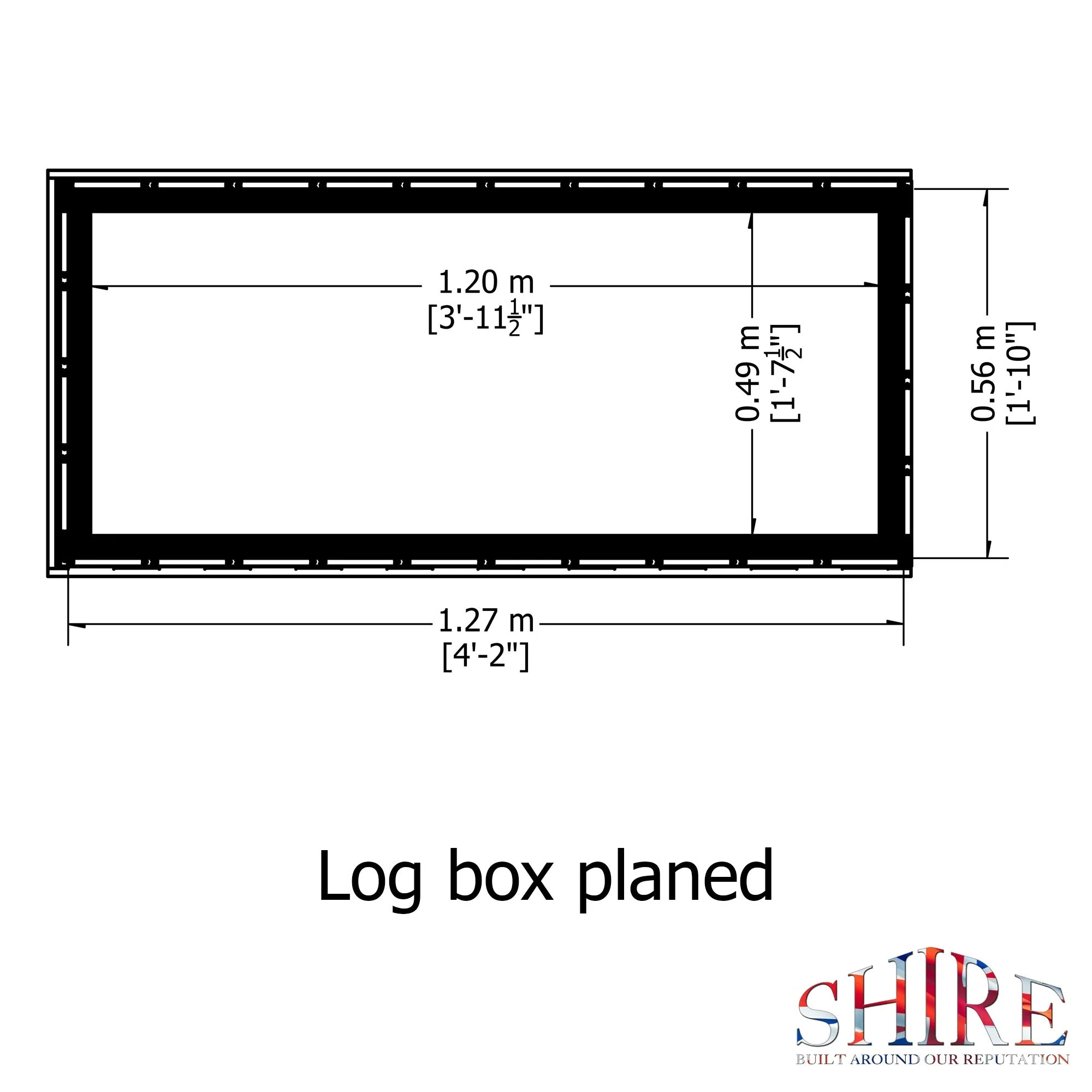 Shire Log Box 4' 3" x 2' Flat Log Store - Premium Pressure Treated Shiplap - Image 4