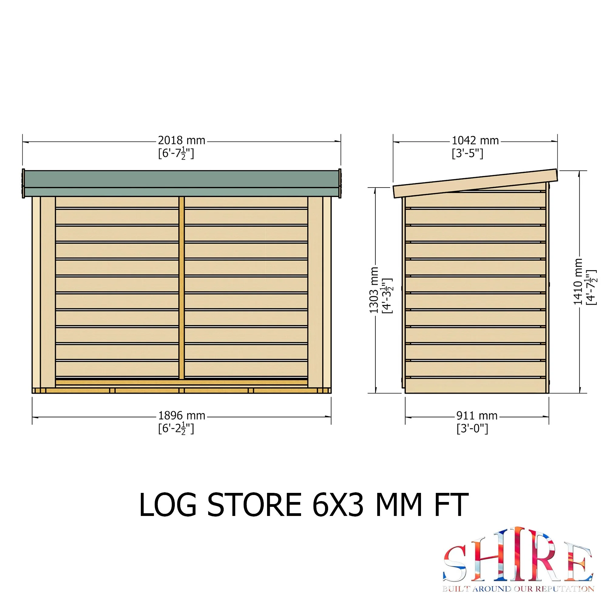 Shire Log Box 6' 2" x 3' 1" Apex Log Store - Premium Shiplap - Image 4