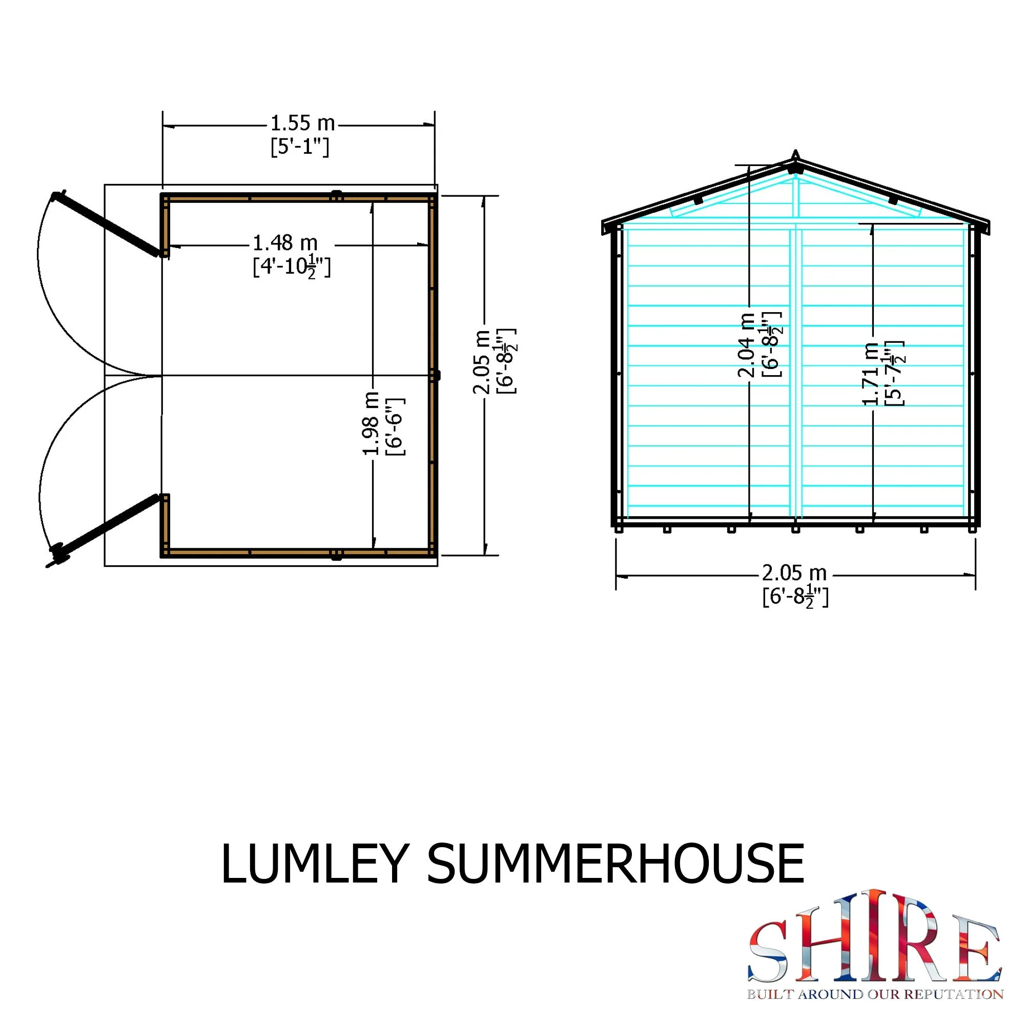Lumley 4' 10" x 6' 8" Apex Summerhouse - Premium Dip Treated Shiplap - Image 3