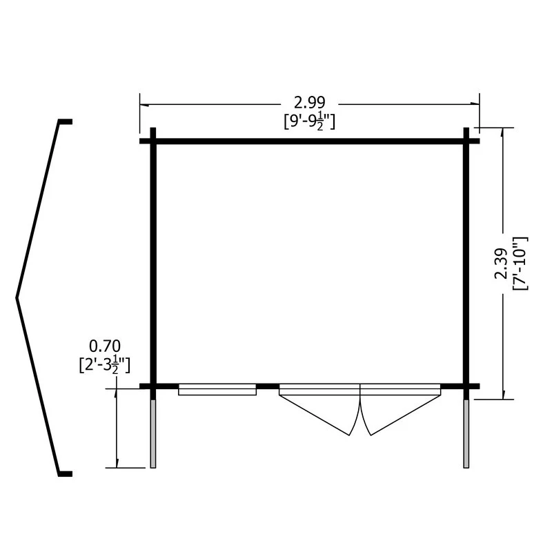 Marlborough 8' 11" x 7' 10" Reverse Apex Log Cabin - Classic 28mm Cladding Tongue & Groove - Image 10